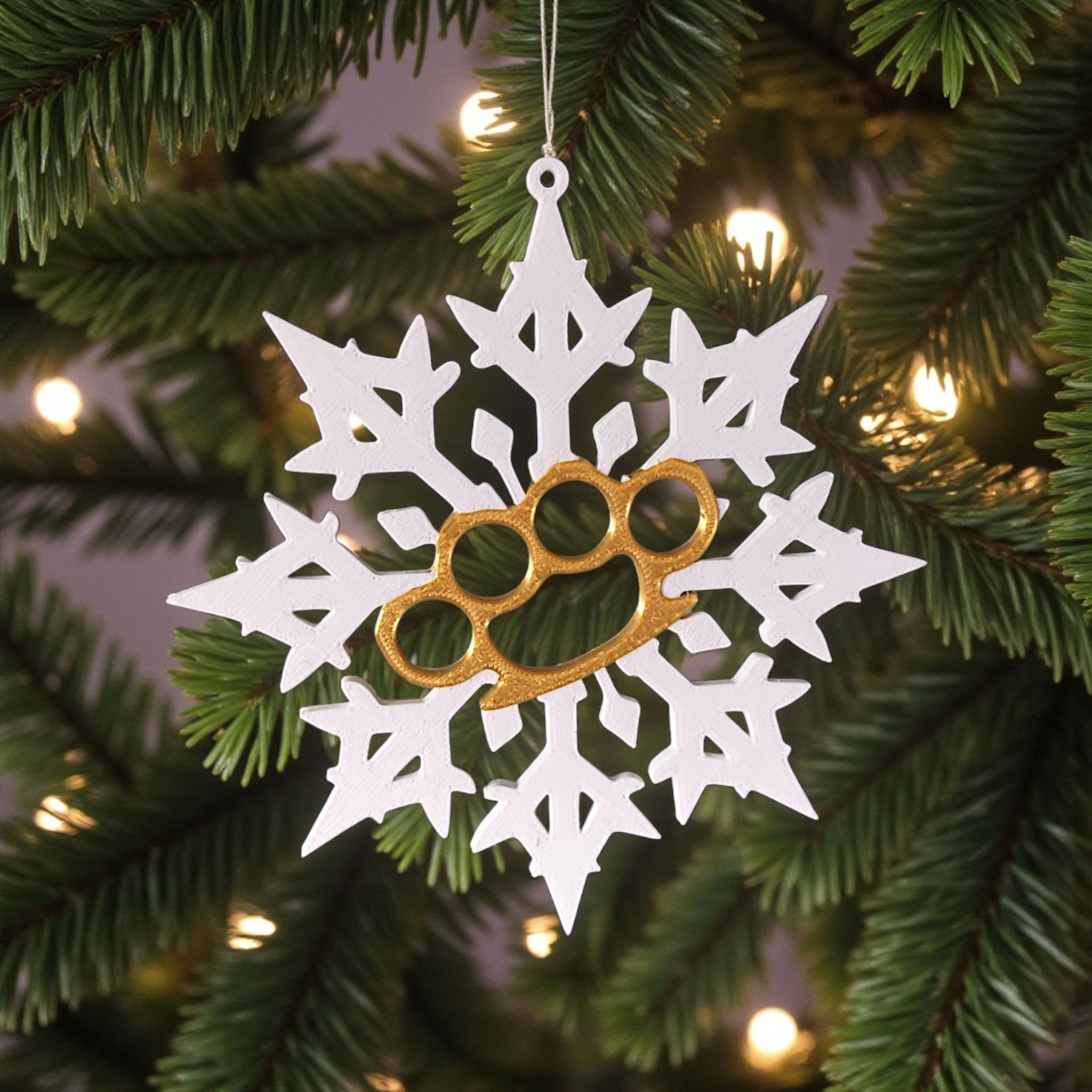 Christmas tree ornament „Brass knuckles“ 3D print product image 3 by Deltaprints