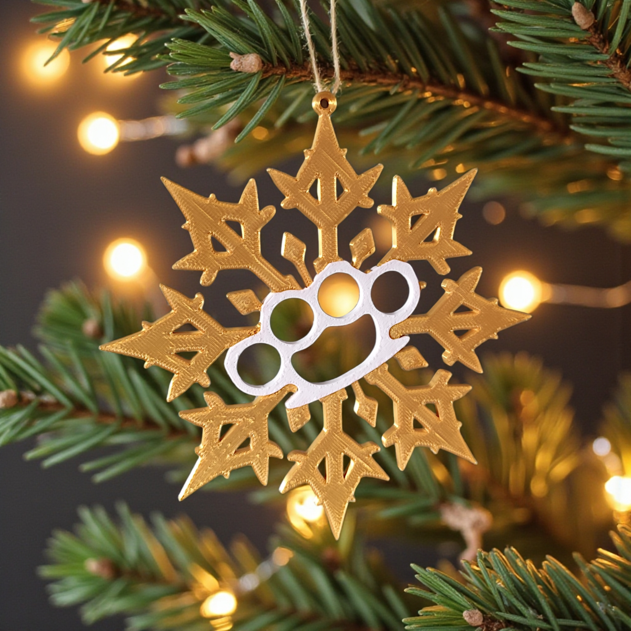Christmas tree ornament „Brass knuckles“ 3D print product image 4 by Deltaprints
