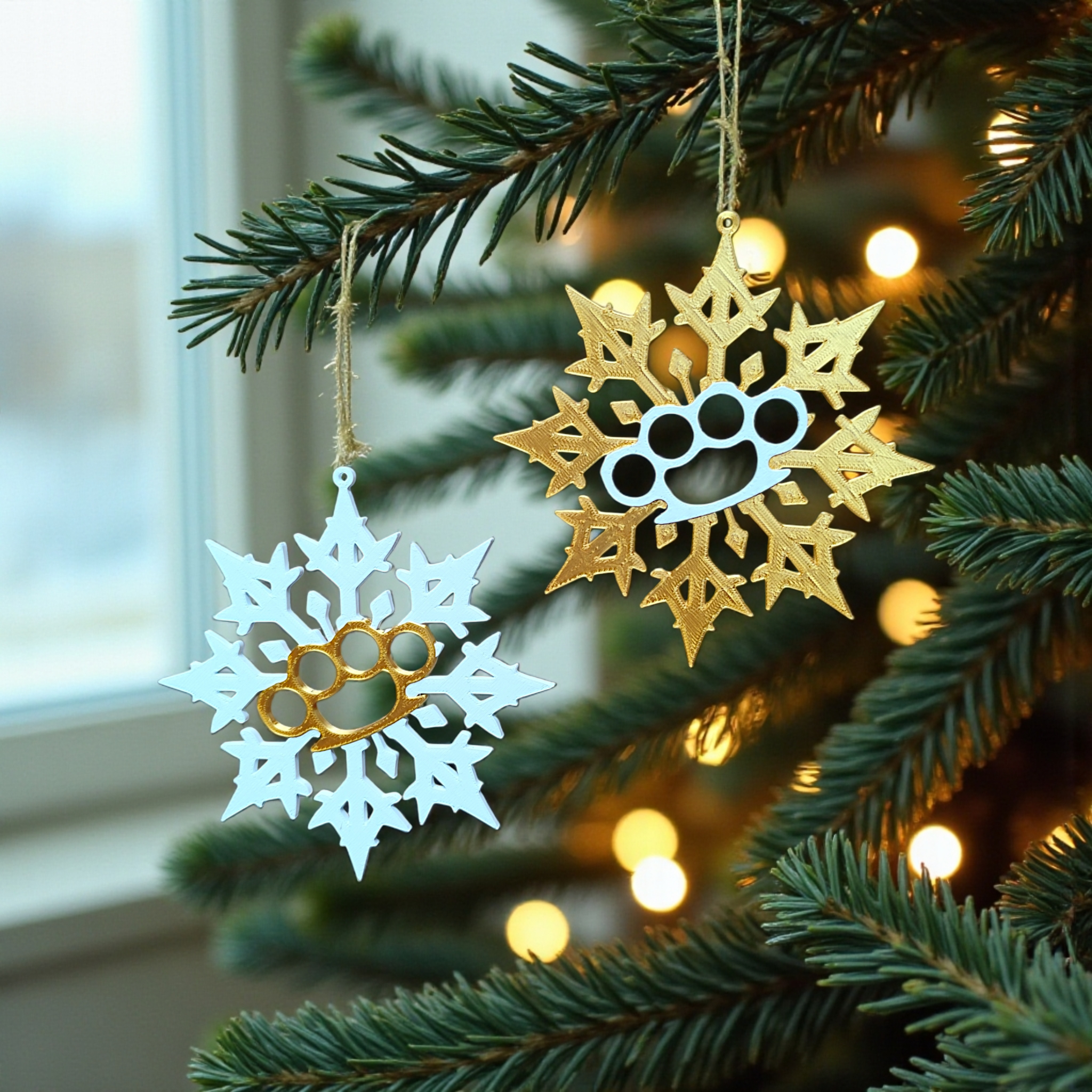 Christmas tree ornament „Brass knuckles“ commercial STL file Useful Things by Deltaprints
