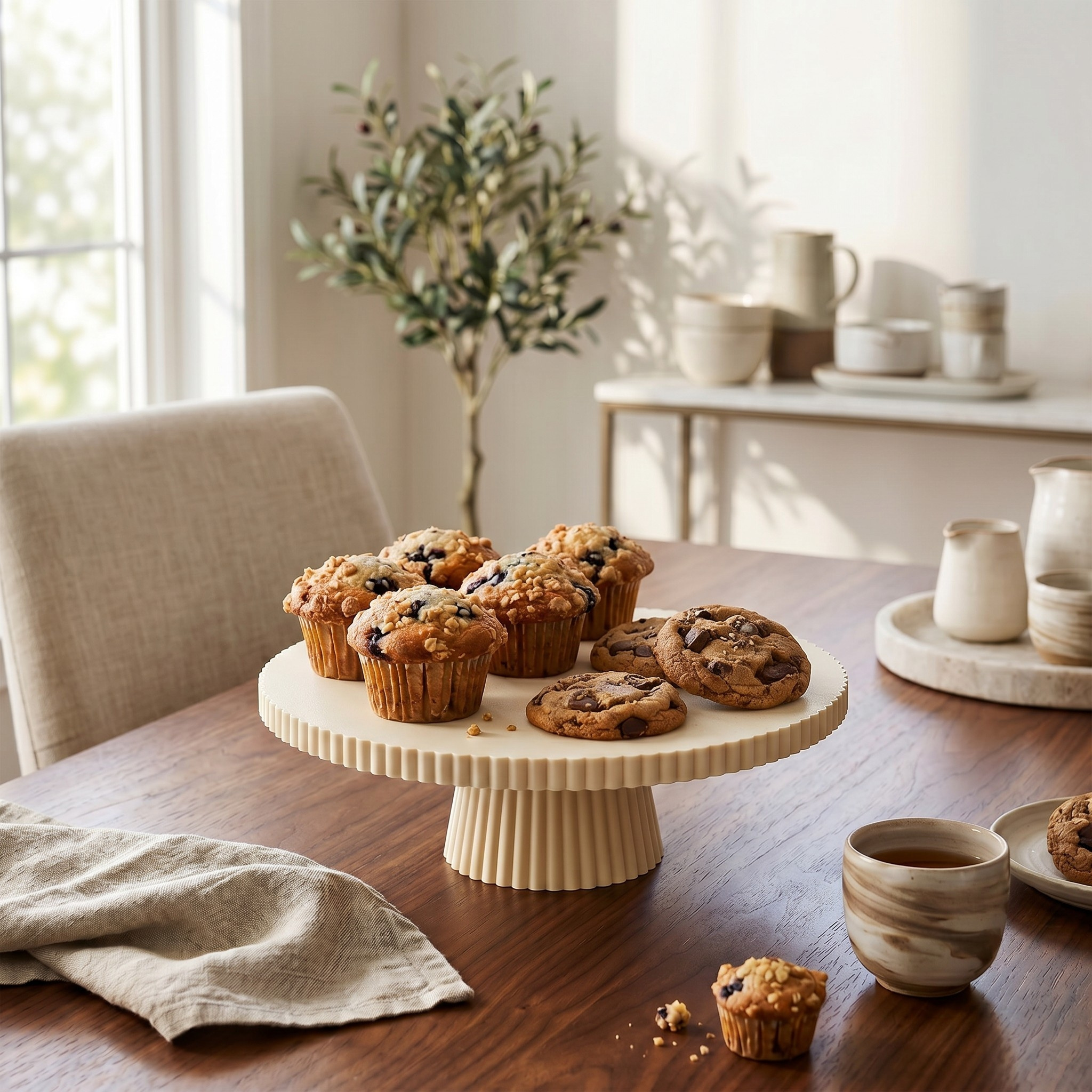 Ribbed cake stand, cookie platter 3D print product image 3 by Deltaprints