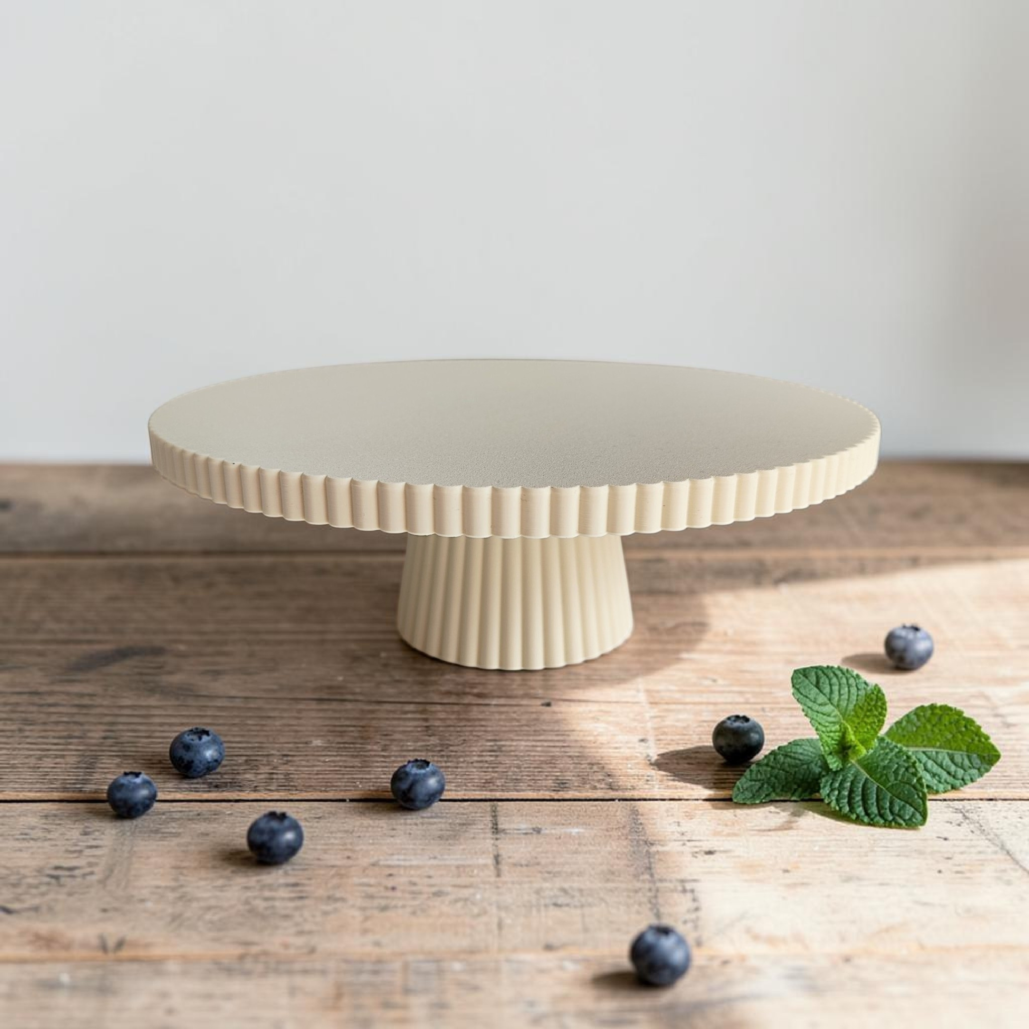 Ribbed cake stand, cookie platter 3D print product image 4 by Deltaprints