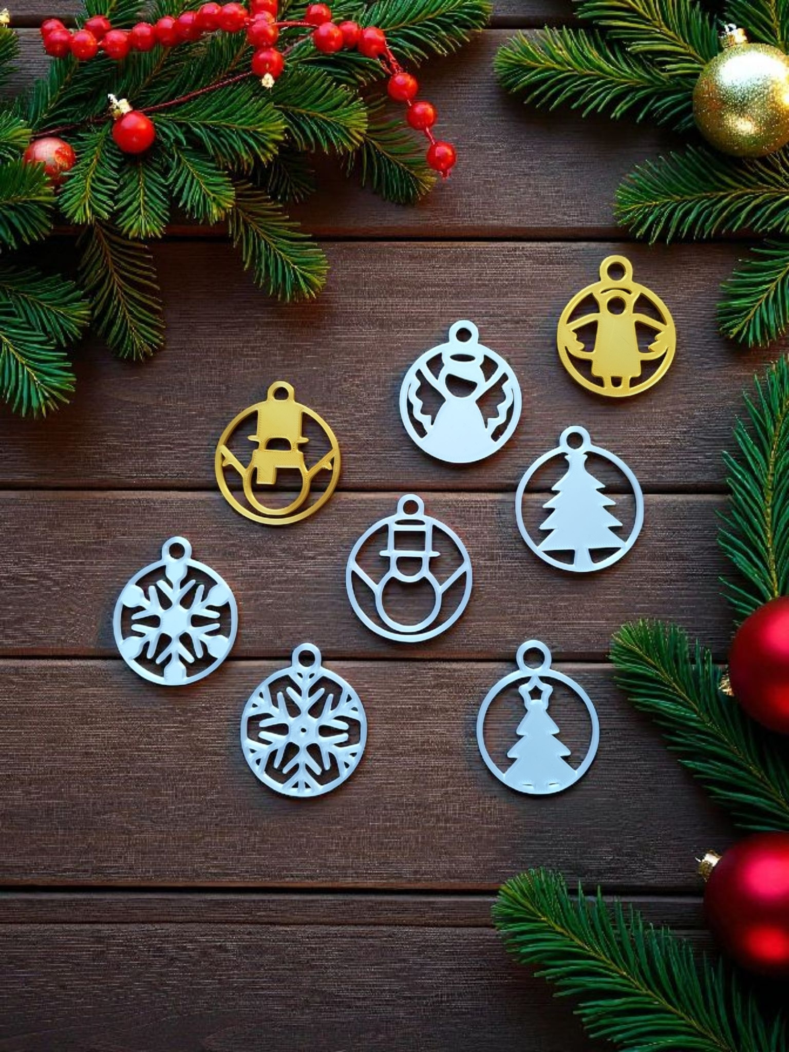 Minimalist, playful Christmas tree ornaments commercial STL file Useful Things by Deltaprints