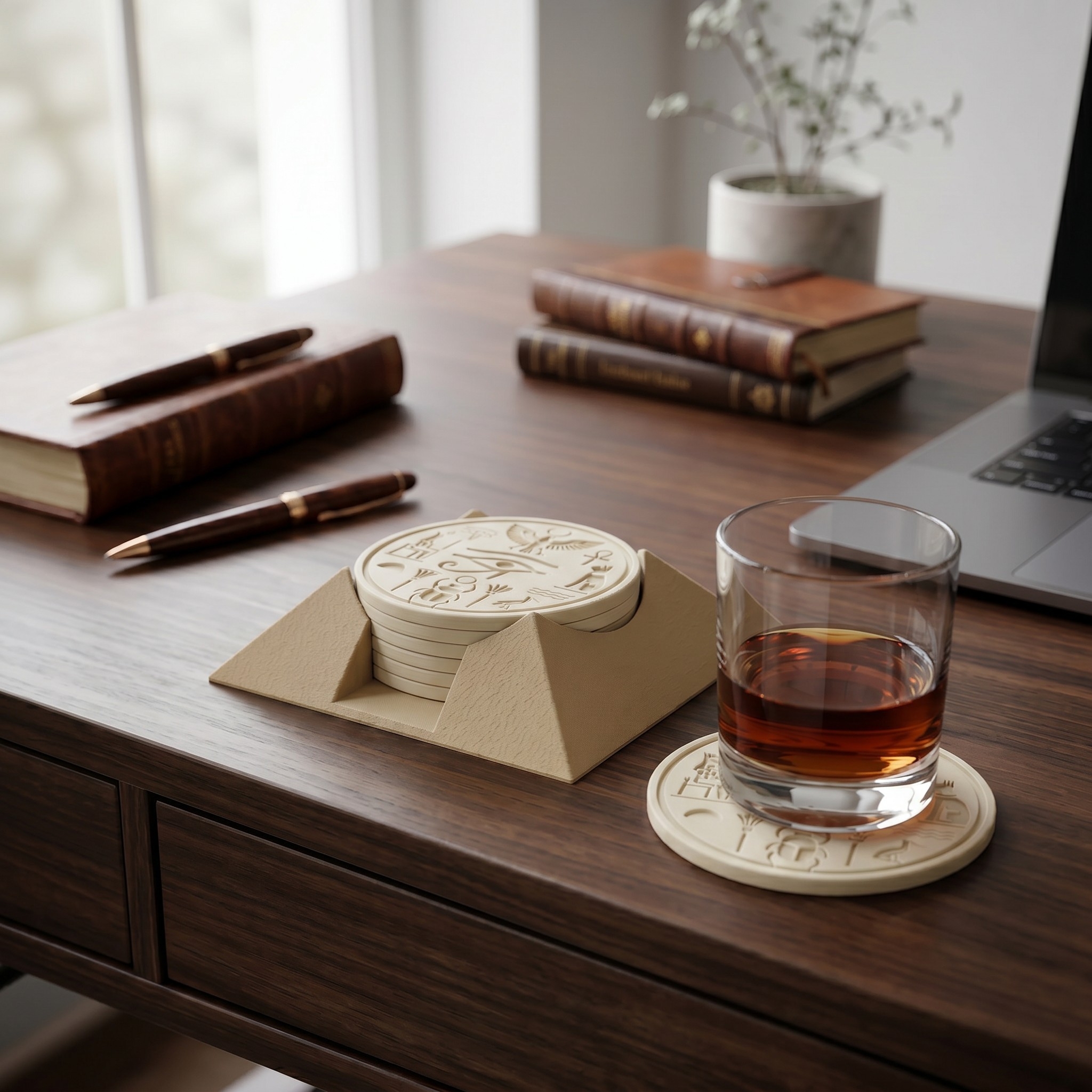 Ancient Egyptian Coaster Set 3D print product image 2 by Deltaprints