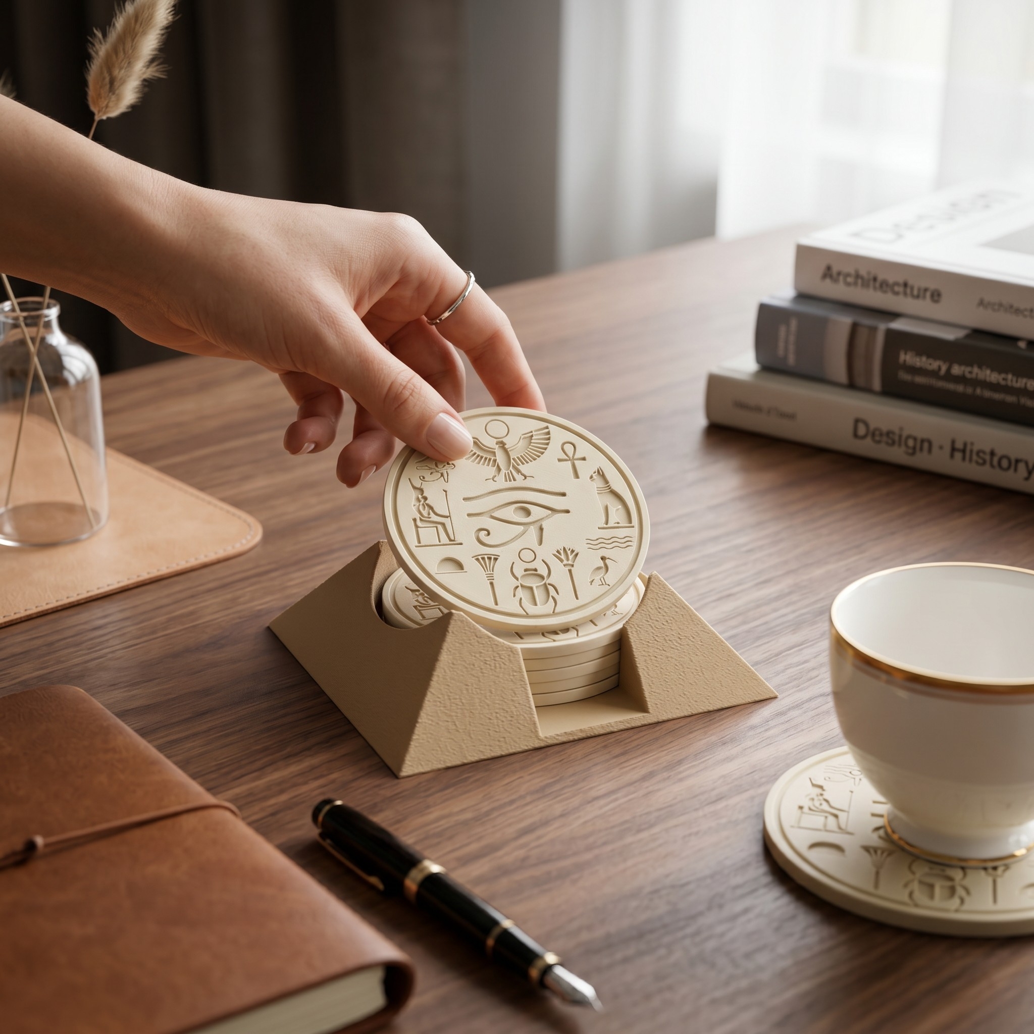 Ancient Egyptian Coaster Set 3D print product image 3 by Deltaprints
