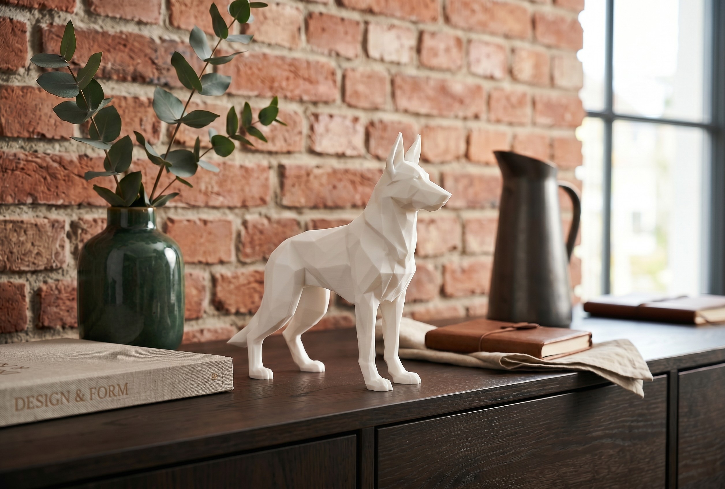 Sculpture #59 – Low Poly German Shepherd commercial STL file Sculptures by Deltaprints