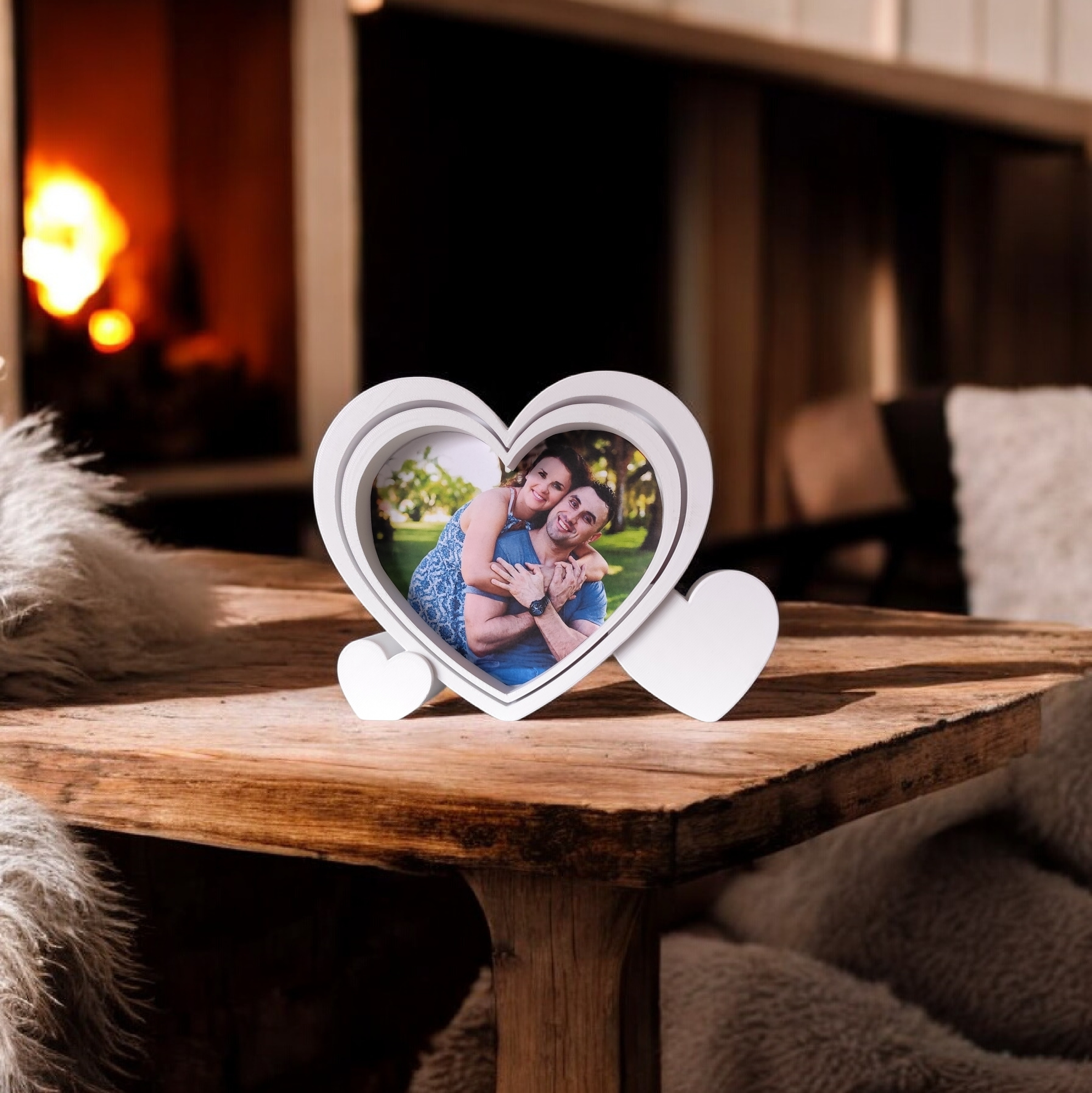 Heart-shaped picture frame with cutting template 3D print product image 3 by Deltaprints