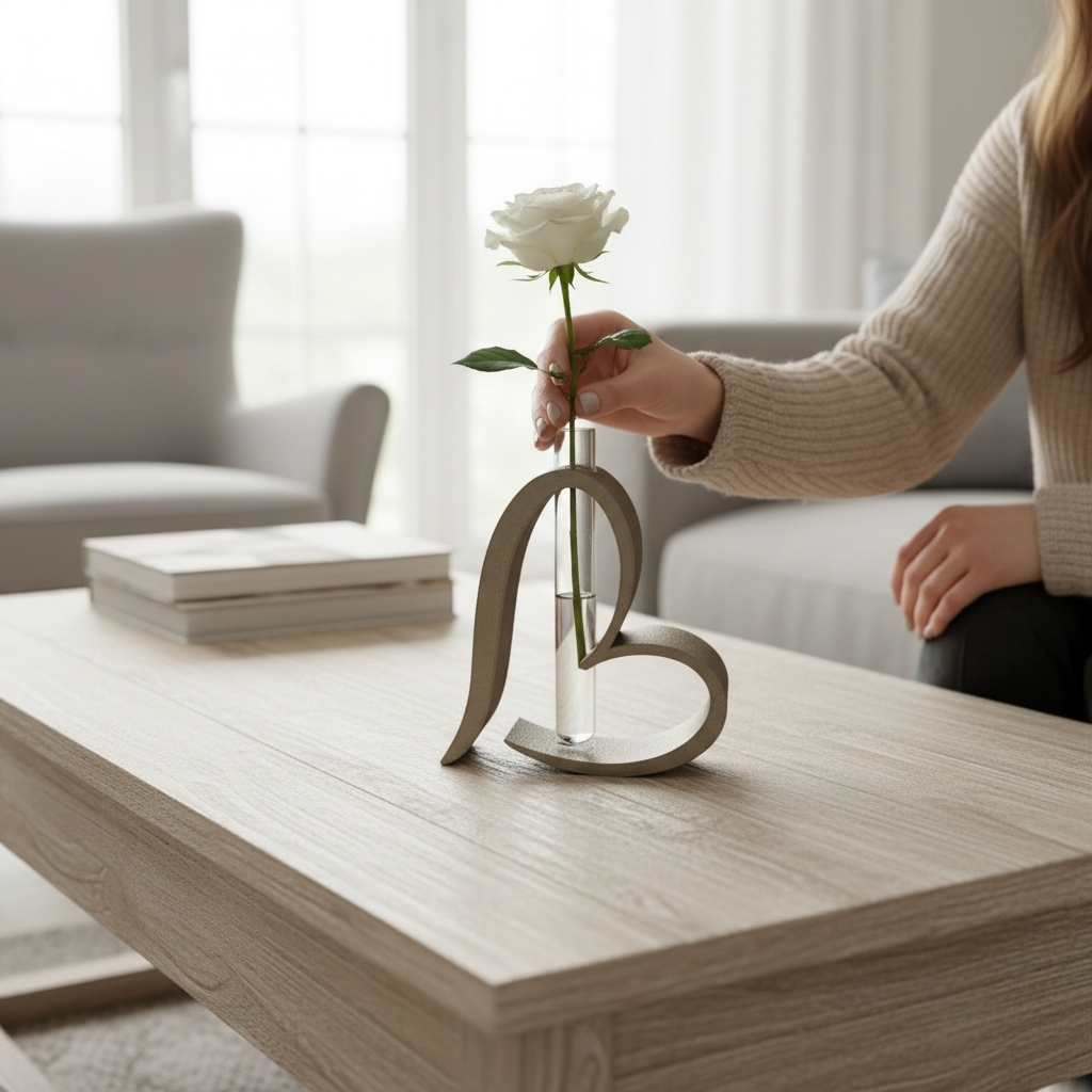 Heart-shaped vase with test tube commercial STL file Desk Accessories by Deltaprints