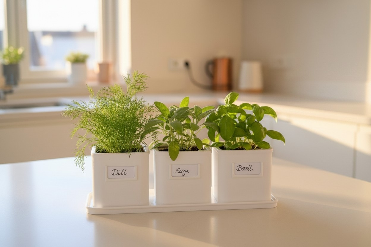 Herb Pot Set with Saucer Tray commercial STL file Plants & Planters by Deltaprints