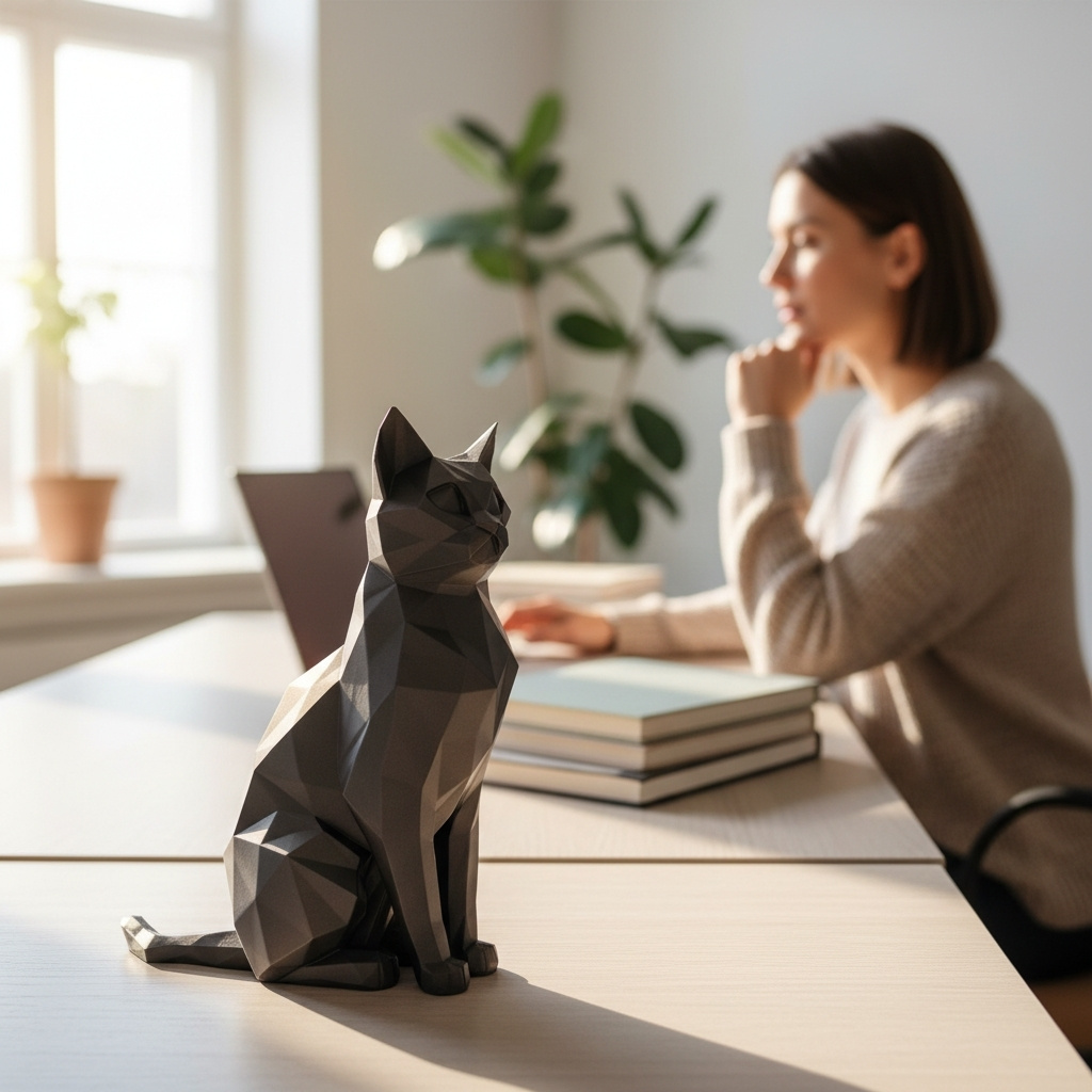 Sculpture#46 – Sitting Elegant Low Poly Cat 3D print product image 2 by Deltaprints