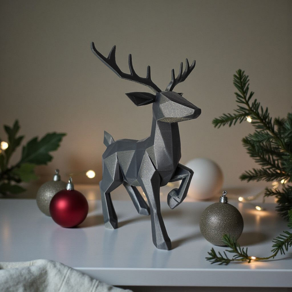 Minimalist low poly reindeer – commercial STL model for 3D printing by Deltaprints