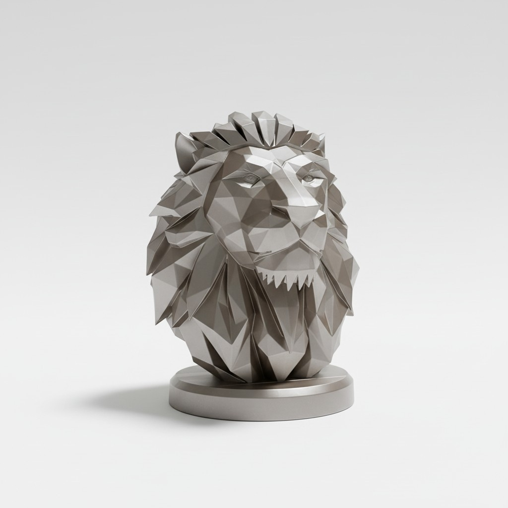 Sculpture #50 – Low Poly Lion Bust 3D print product image 4 by Deltaprints