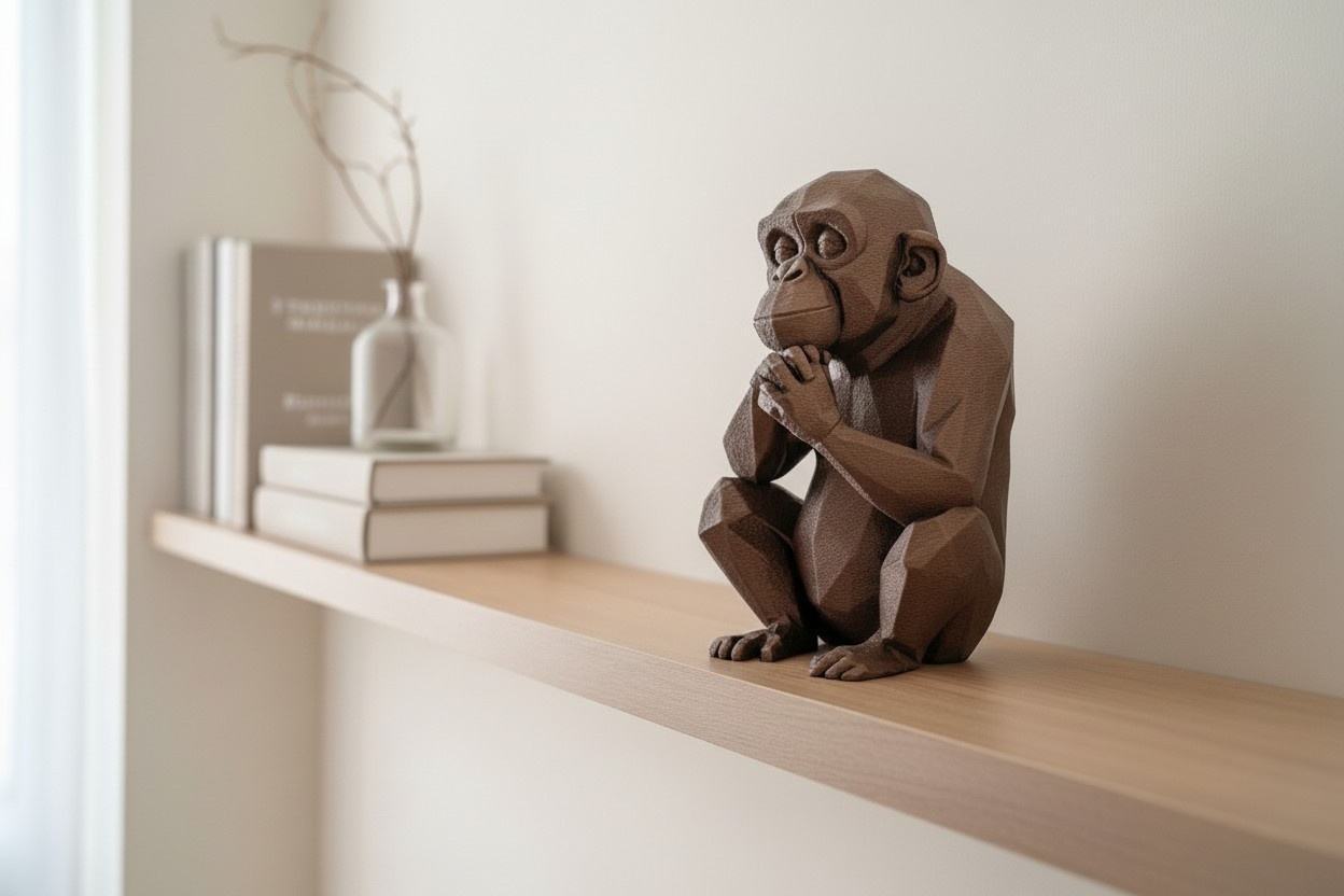 Sculpture #53 – Thoughtful Low Poly Chimpanzee commercial STL file Sculptures by Deltaprints
