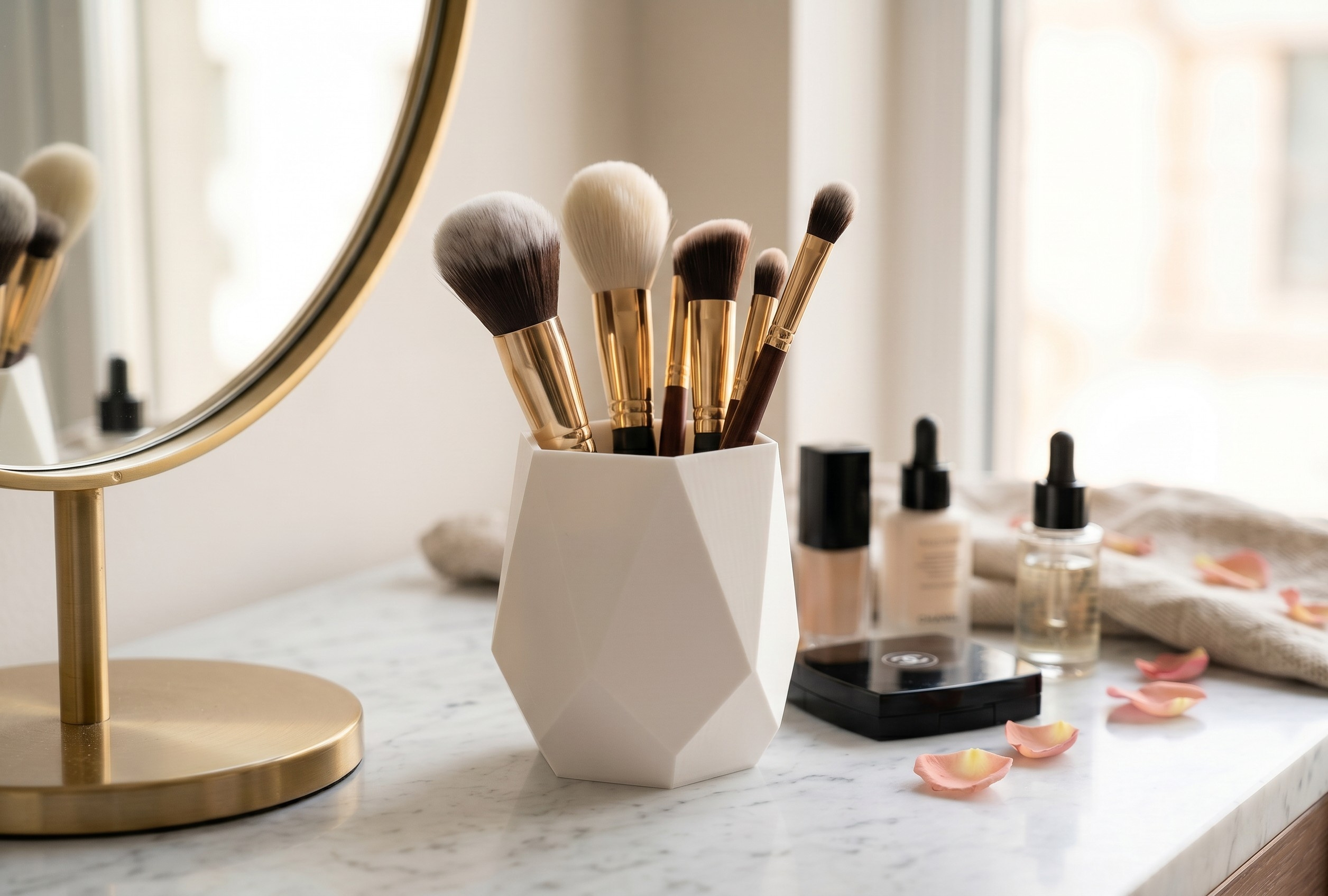 „Luxe Geo“ Makeup Brush Holder commercial STL file Bathroom Stuff by Deltaprints