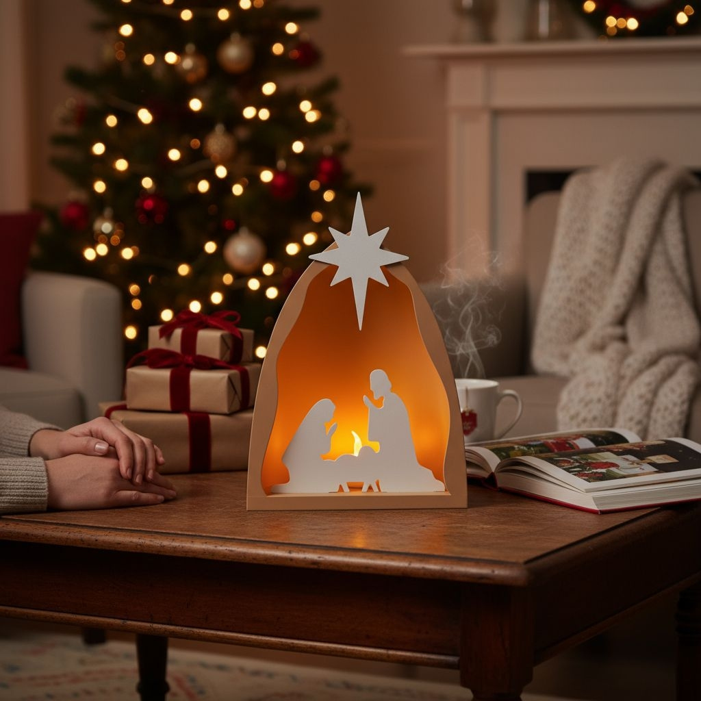 Illuminated nativity scene with light dome body commercial STL file Desk Accessories by Deltaprints