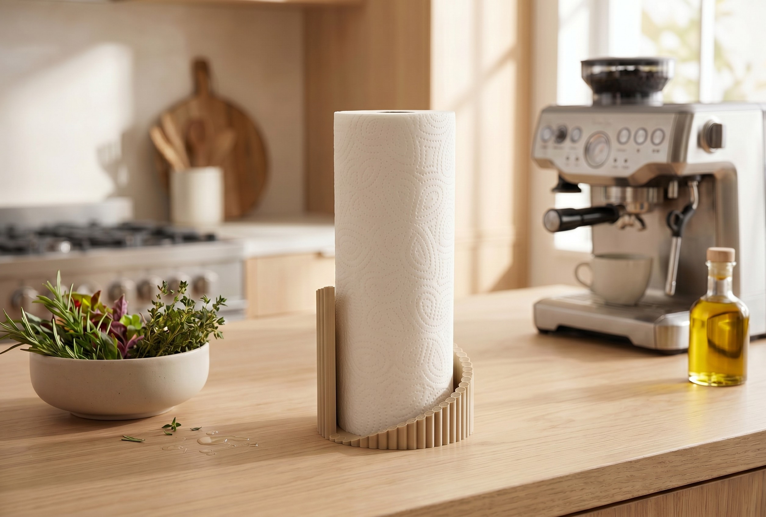 „Forma“ ribbed paper towel holder commercial STL file Kitchen Accessories by Deltaprints