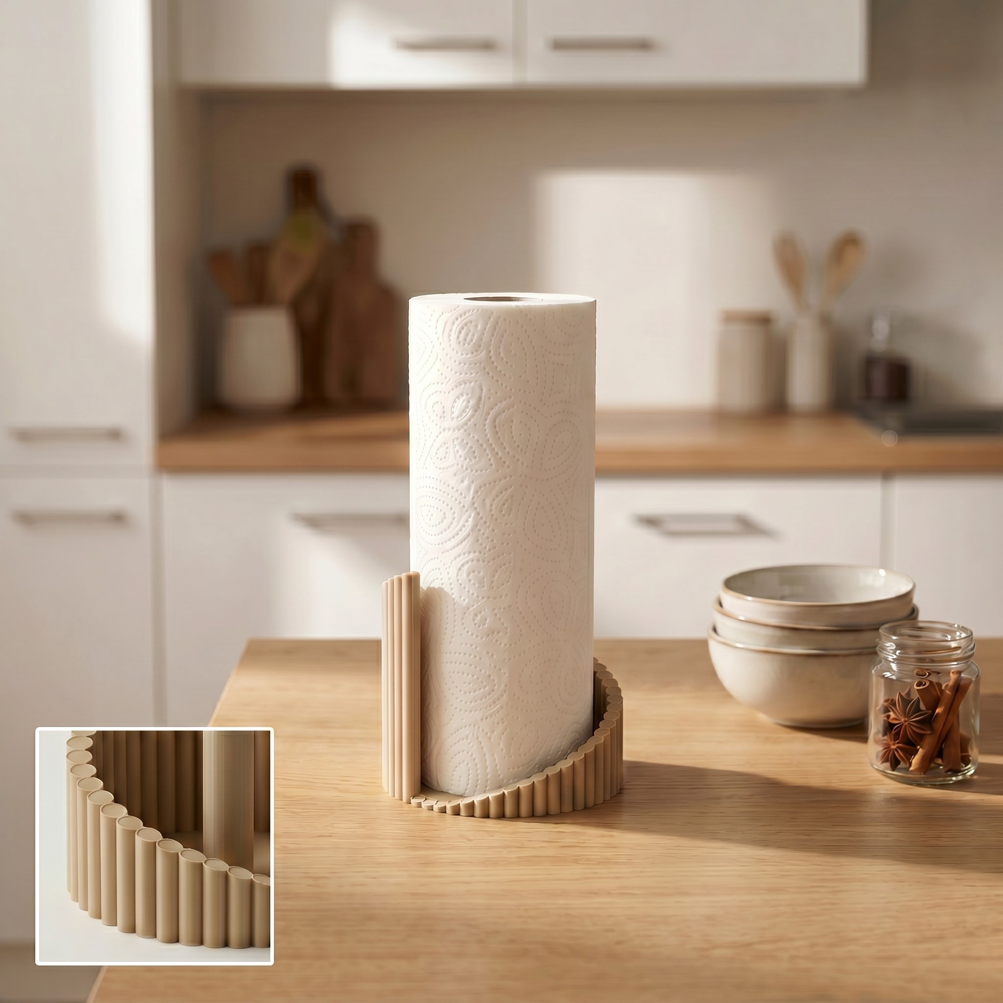 „Forma“ ribbed paper towel holder 3D print product image 2 by Deltaprints