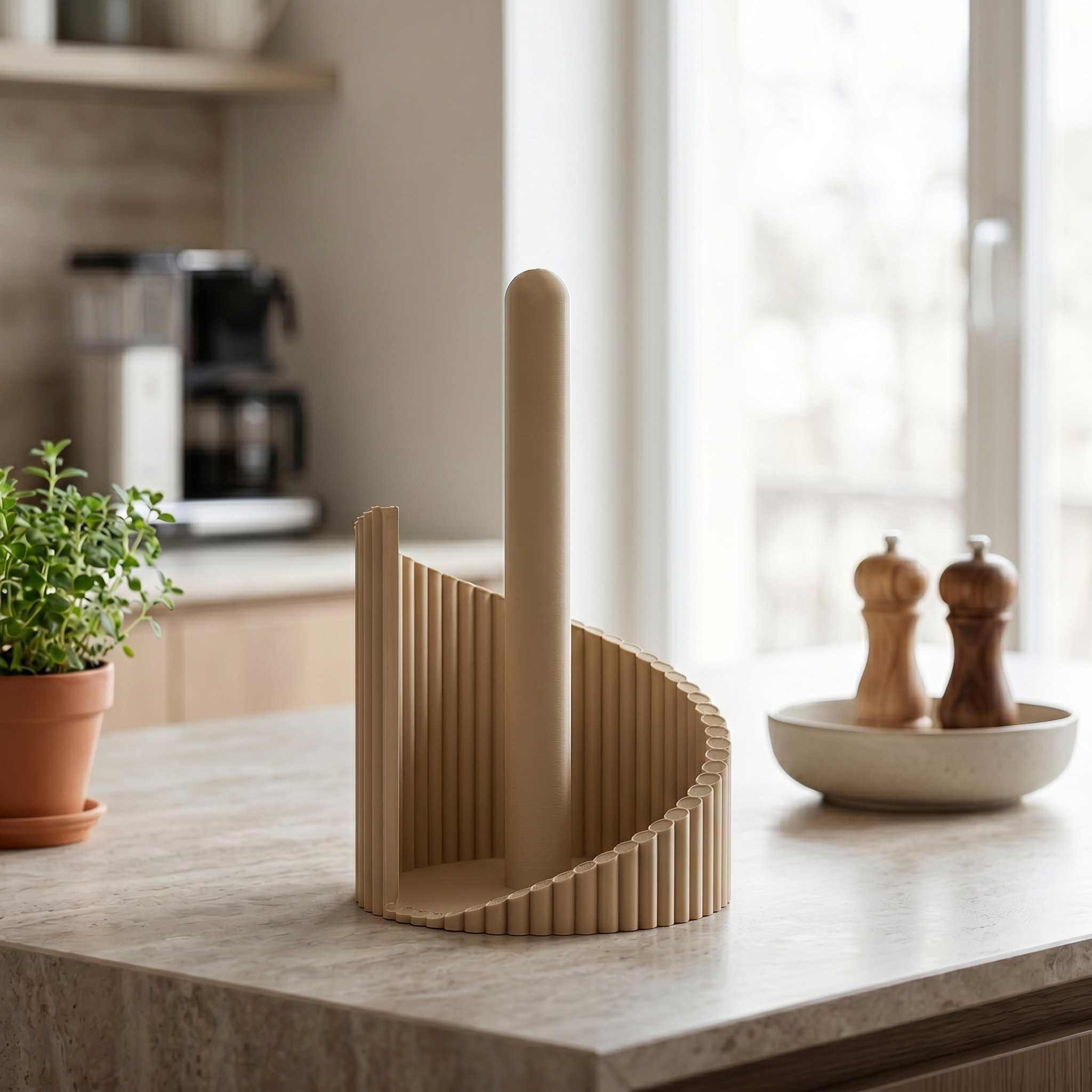 „Forma“ ribbed paper towel holder 3D print product image 3 by Deltaprints