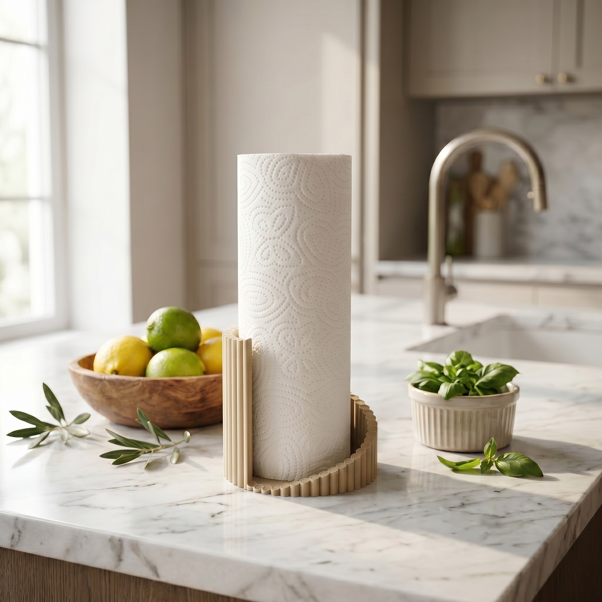 „Forma“ ribbed paper towel holder 3D print product image 4 by Deltaprints
