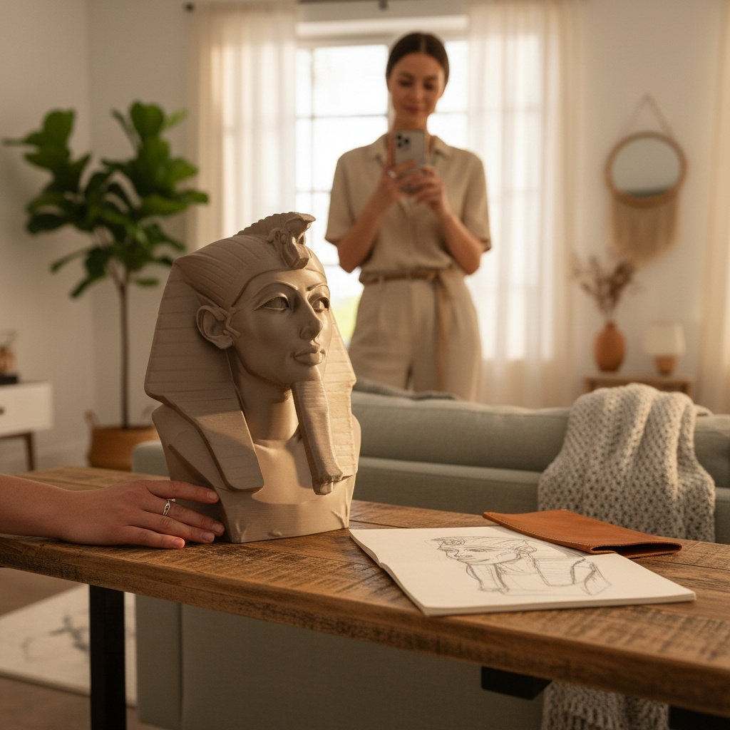 Sculpture #45 – Pharao Bust 3D print product image 4 by Deltaprints