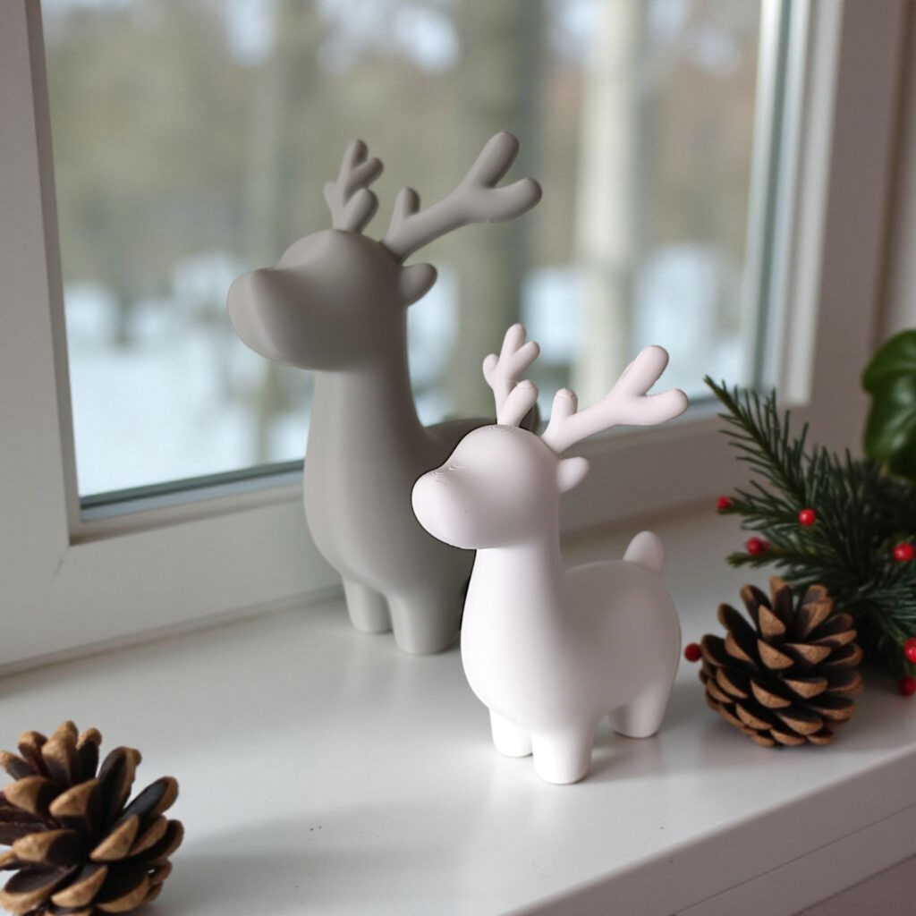 Cute minimalist Christmas reindeer decoration – commercial STL model for 3D printing by Deltaprints