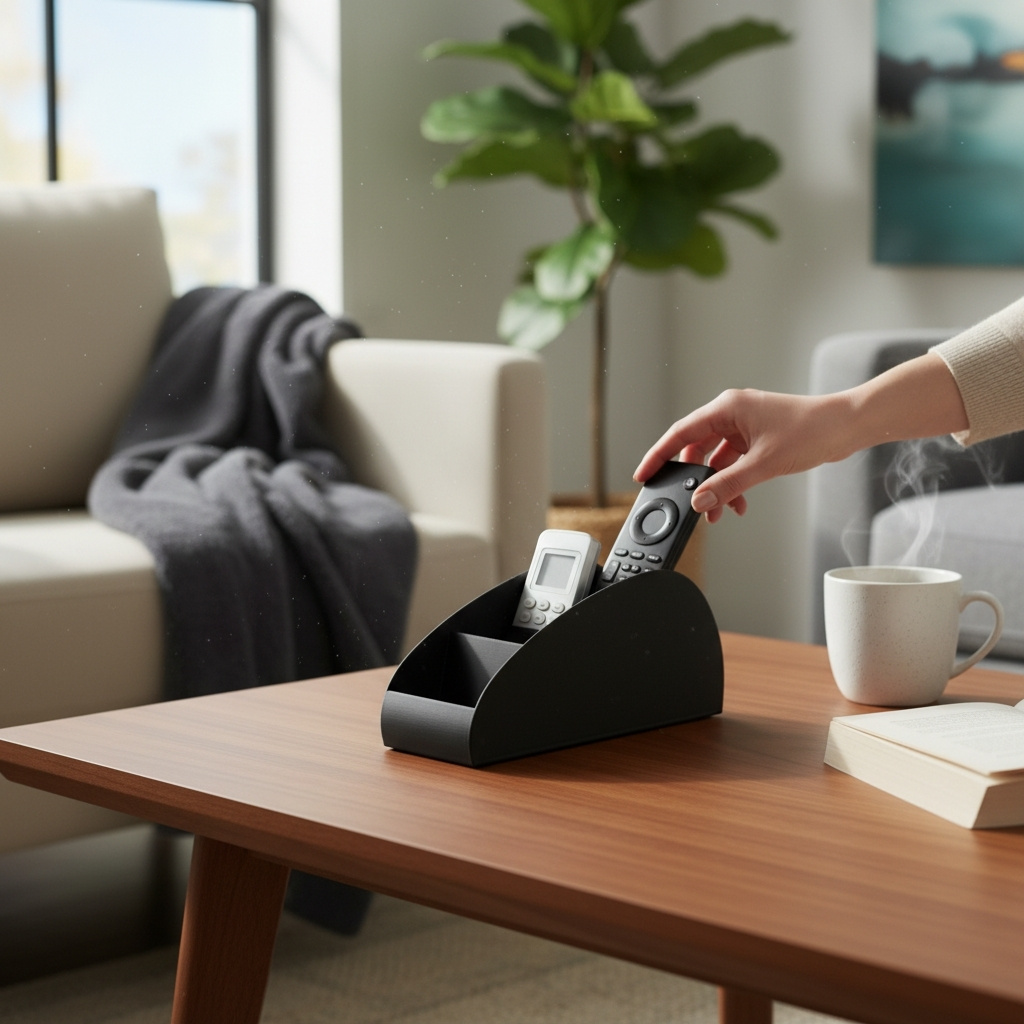Modern remote & more organizer commercial STL file Desk Accessories by Deltaprints