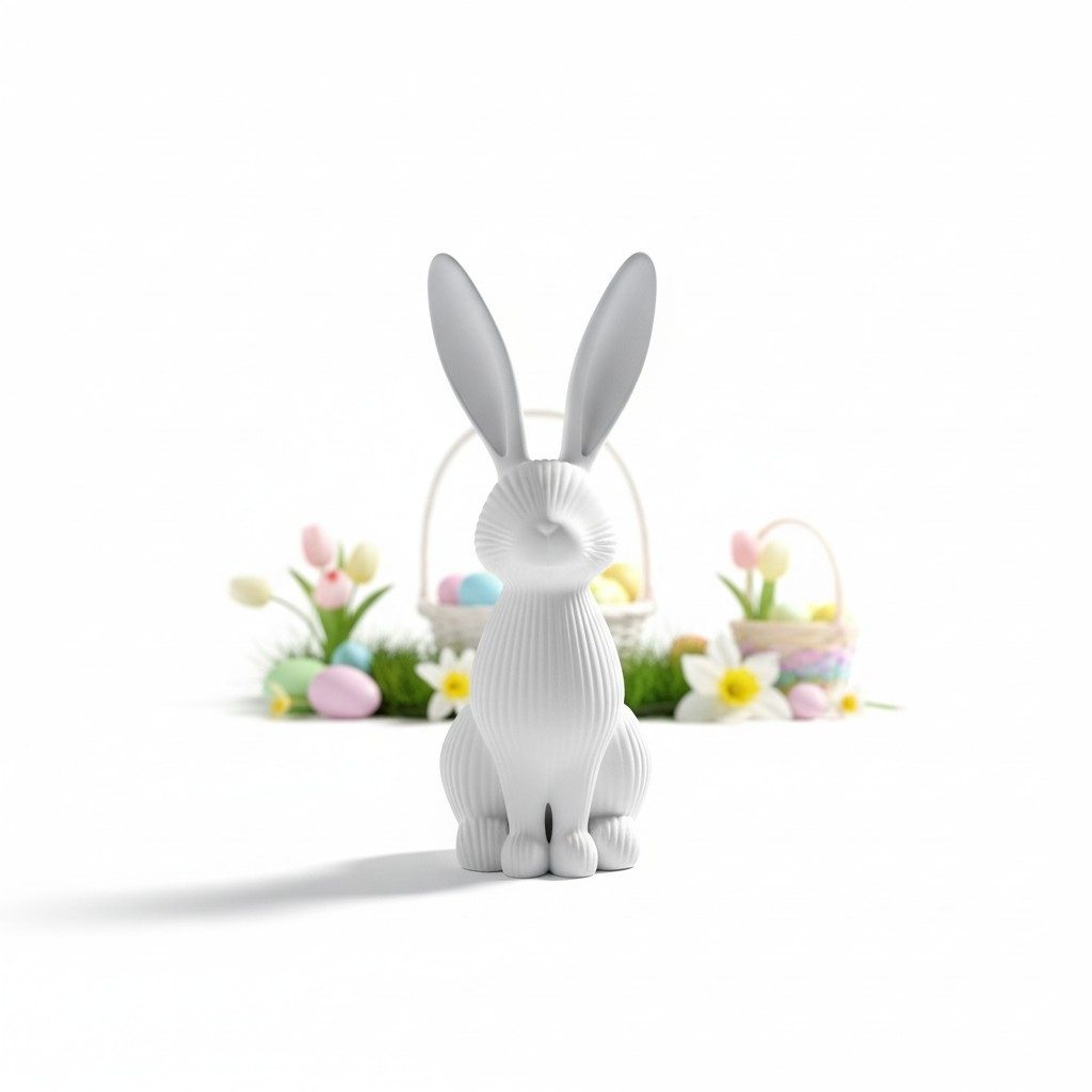 Modern ribbed Easter bunny decoration 3D print product image 3 by Deltaprints