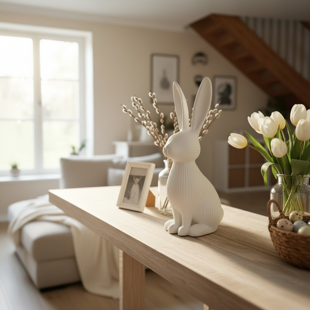 Modern ribbed Easter bunny decoration 3D print product image 4 by Deltaprints