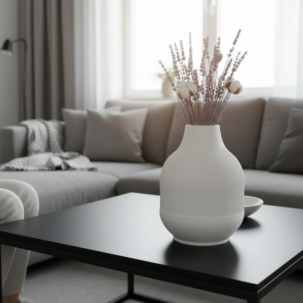 Modern vase with diminishing ribs 3D print product image 2 by Deltaprints
