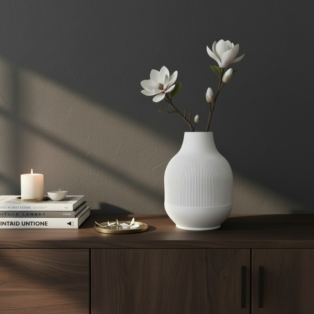 Modern vase with diminishing ribs 3D print product image 4 by Deltaprints