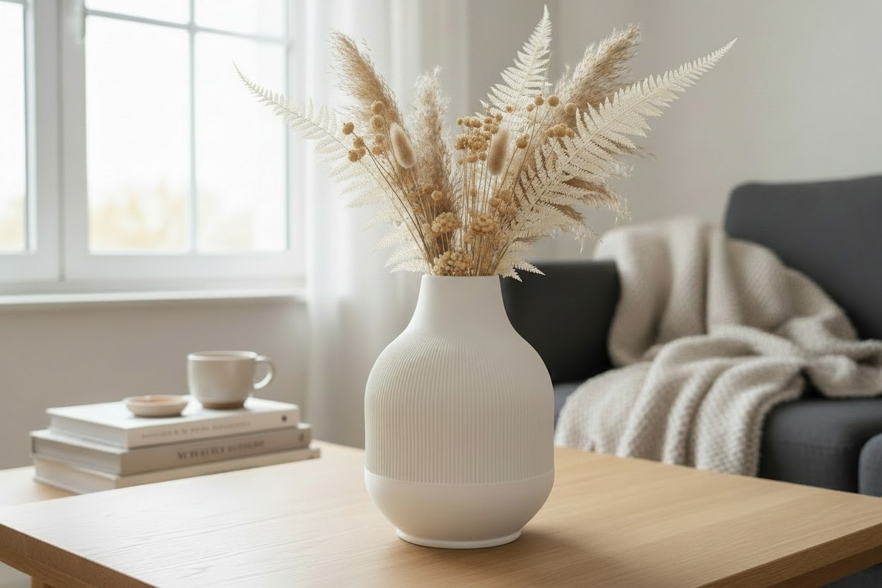 Modern vase with diminishing ribs commercial STL file Vases by Deltaprints