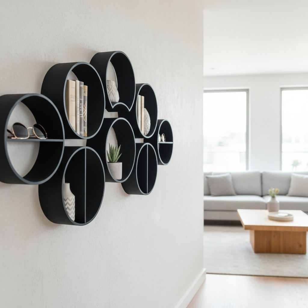 Modular round shelf system 3D print product image 2 by Deltaprints