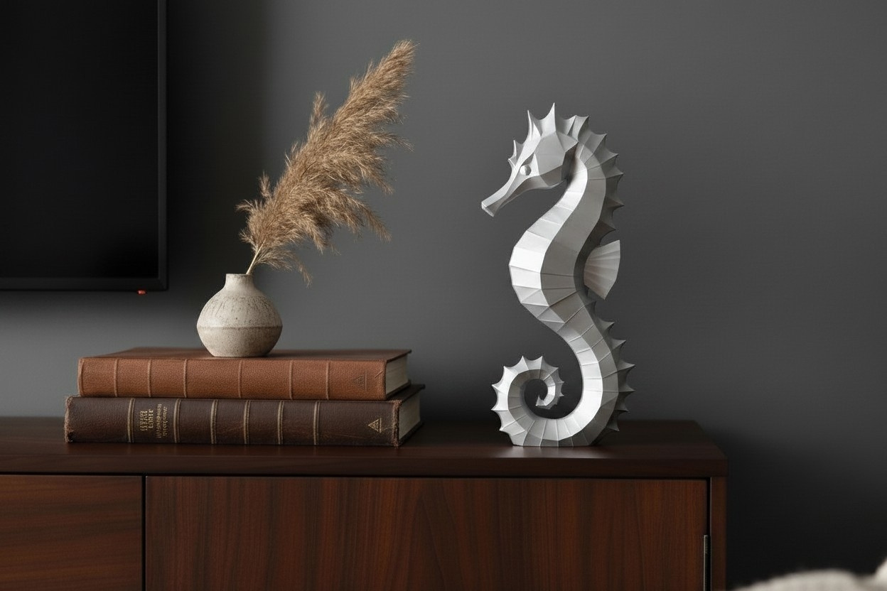 Sculpture #54 – Elegant decorative seahorse commercial STL file Sculptures by Deltaprints
