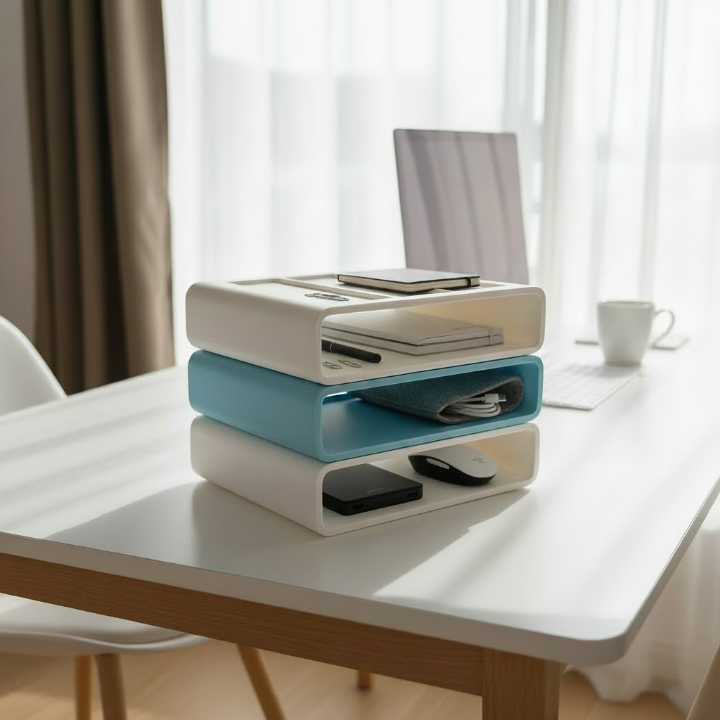 Modular, Stackable Office Organizer 3D print product image 3 by Deltaprints