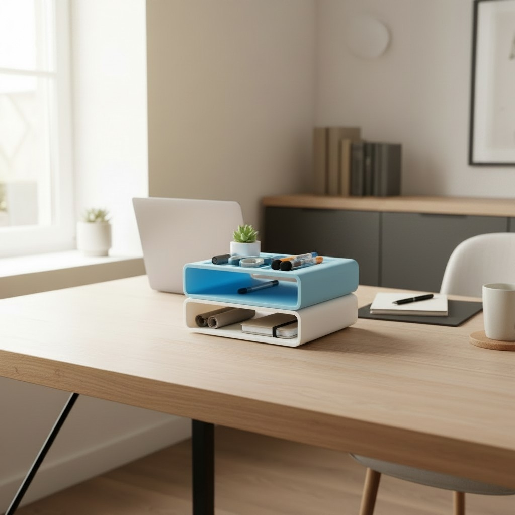 Modular, Stackable Office Organizer 3D print product image 4 by Deltaprints