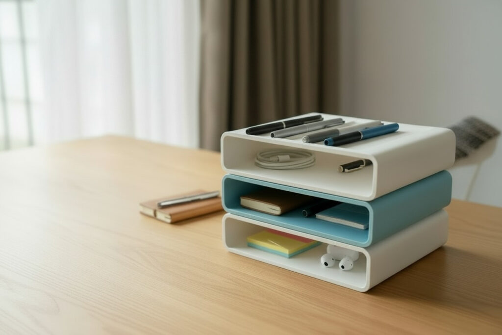 Modular, Stackable Office Organizer – commercial STL model for 3D printing by Deltaprints
