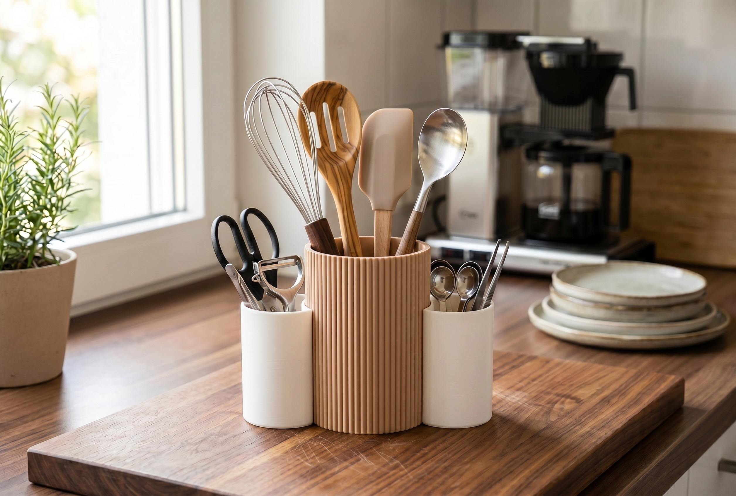 Three-Cup Combo – Kitchen Utensil Caddy commercial STL file Kitchen Accessories by Deltaprints