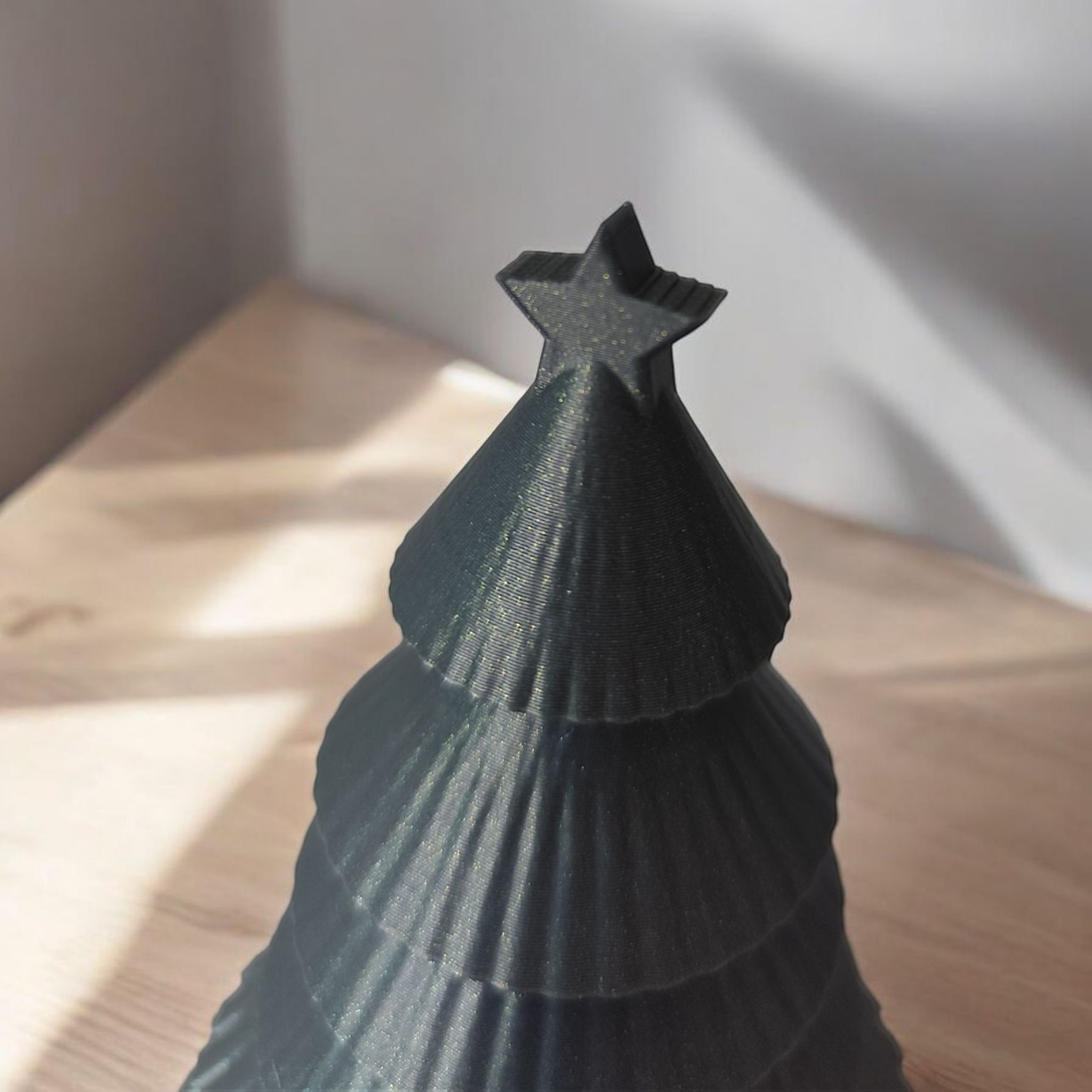 Modern ribbed Christmas tree decoration with star top 3D print product image 4 by Deltaprints