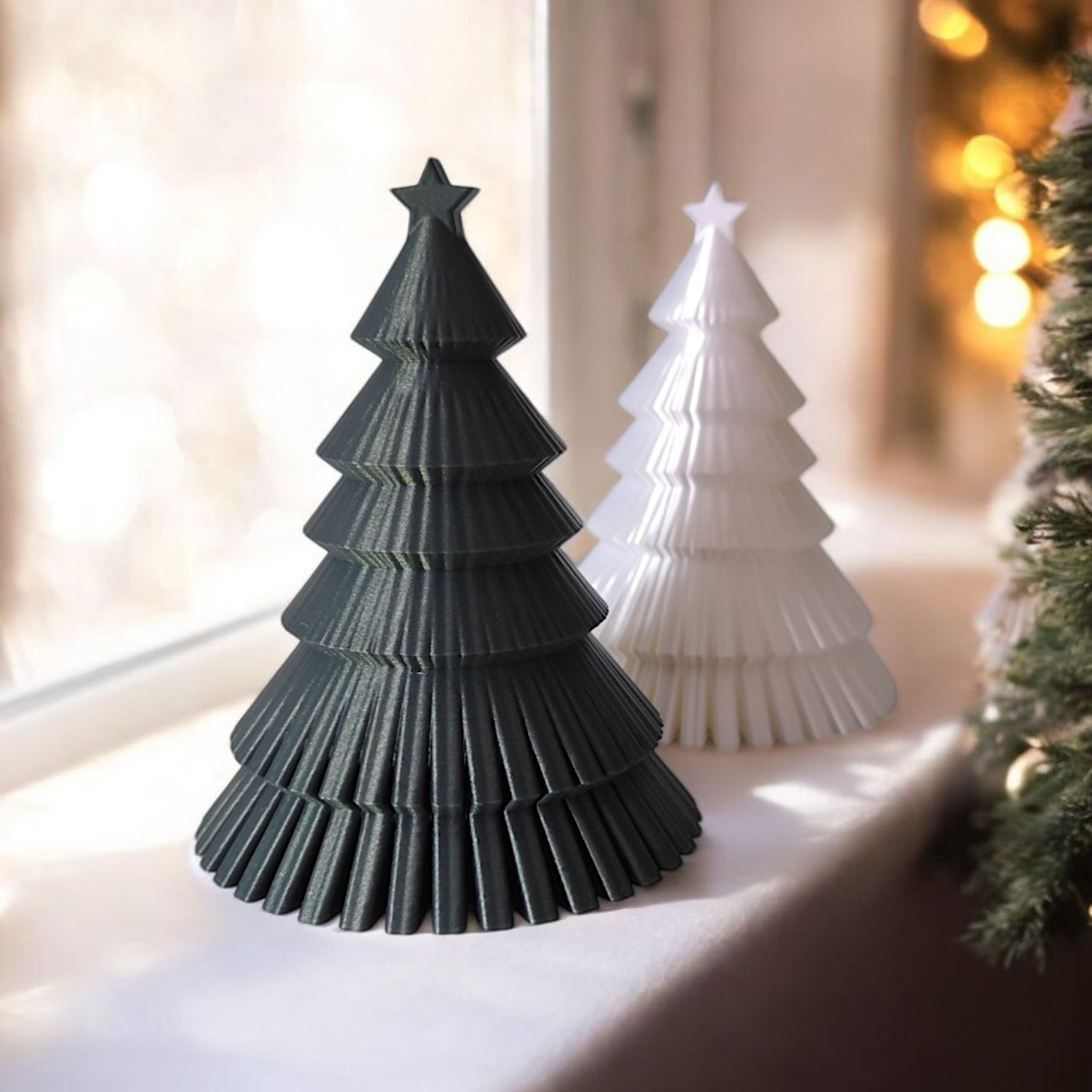 Modern ribbed Christmas tree decoration with star top commercial STL file Desk Accessories by Deltaprints
