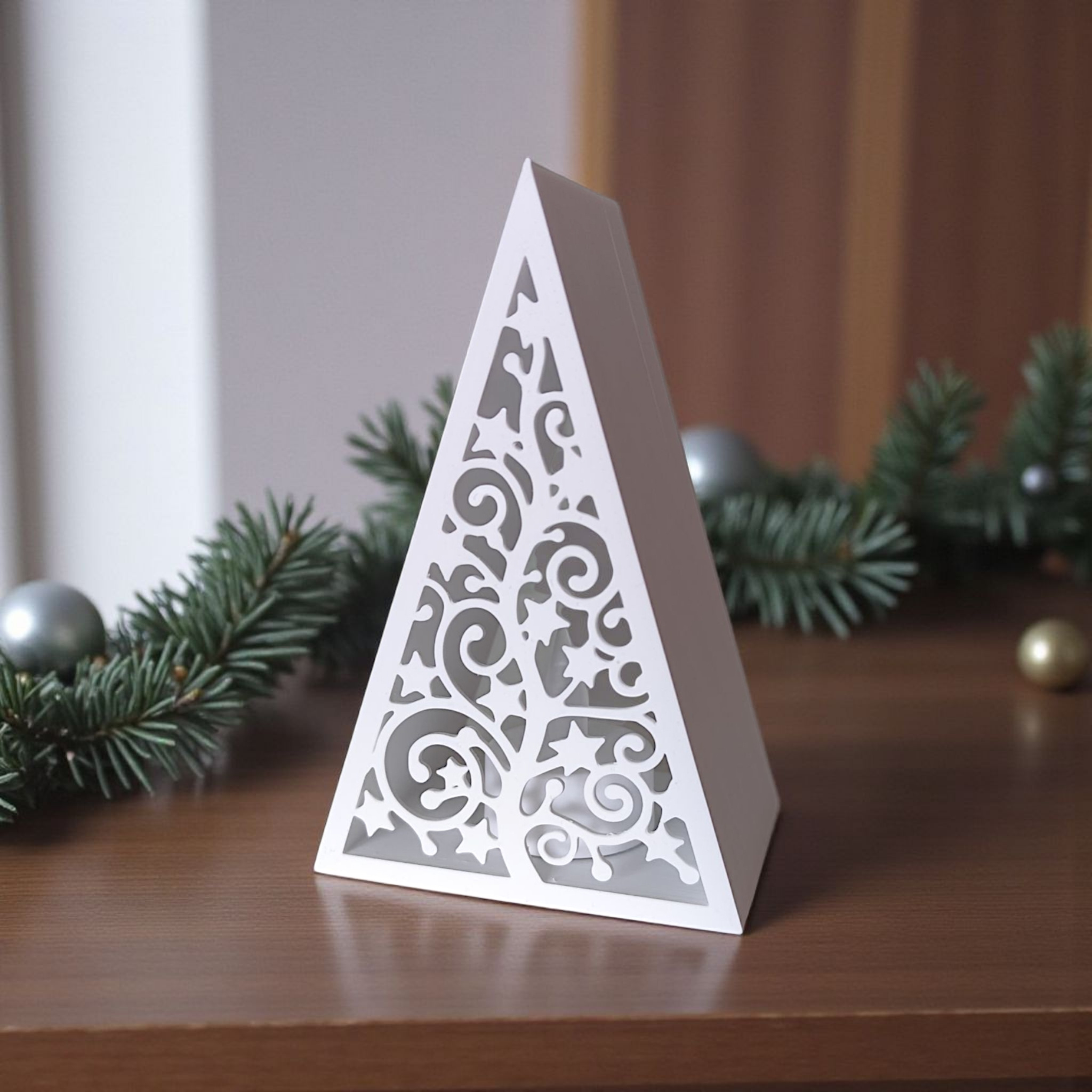 Pyramid Christmas Tree Lantern (LED Tealight) 3D print product image 4 by Deltaprints