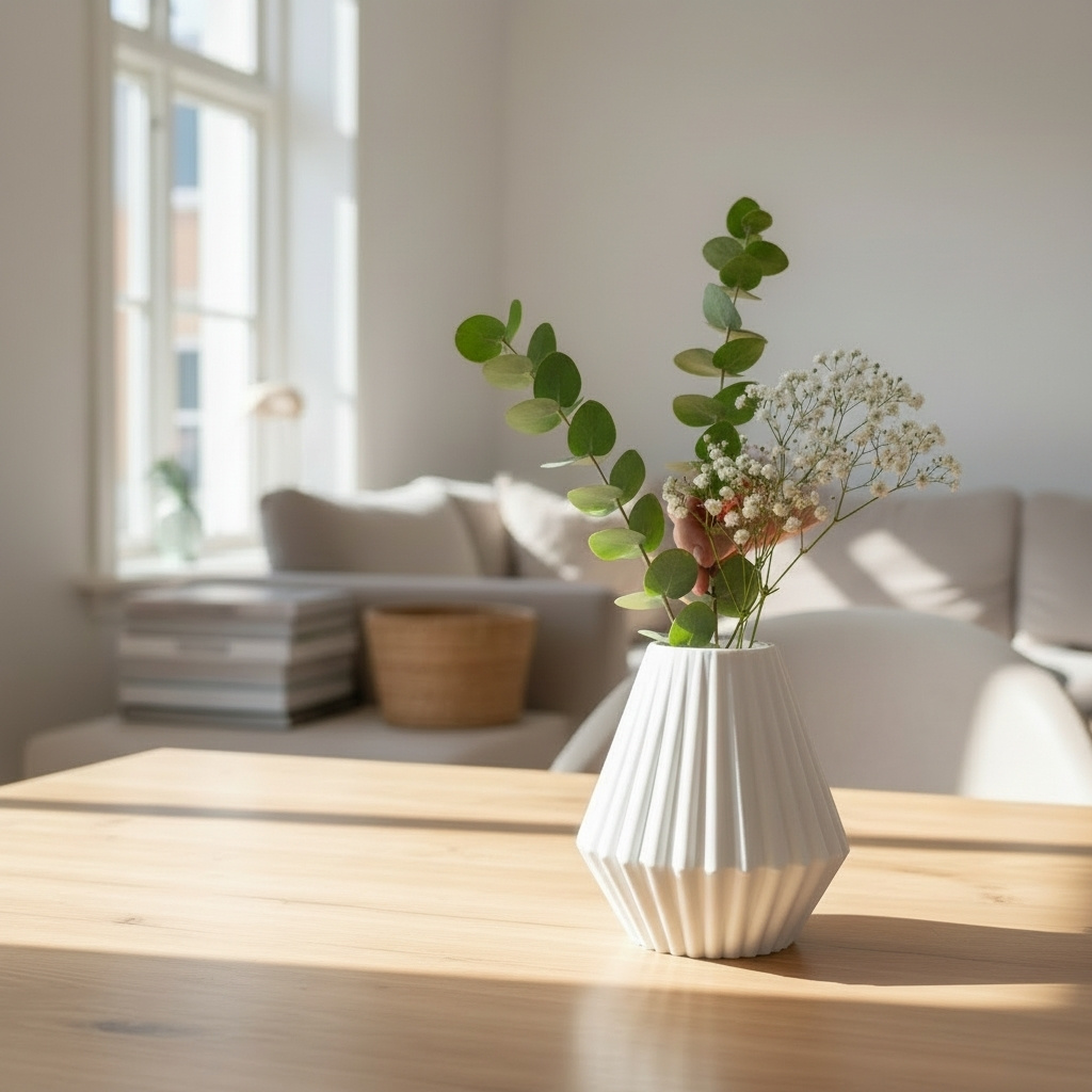 Geometric ribbed vase 3D print product image 2 by Deltaprints