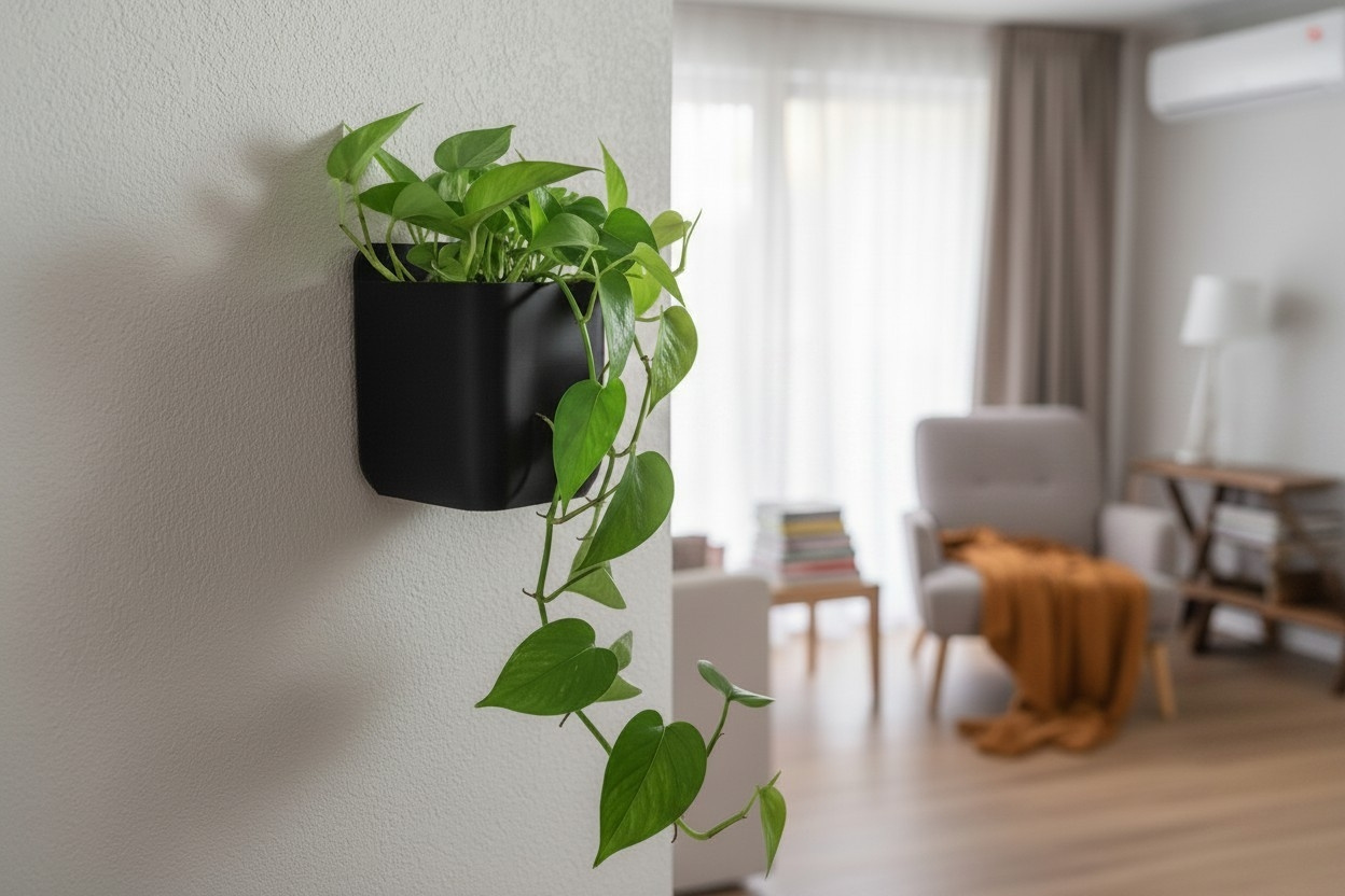 Minimalist wall-mounted rectangular planter commercial STL file Plants & Planters by Deltaprints