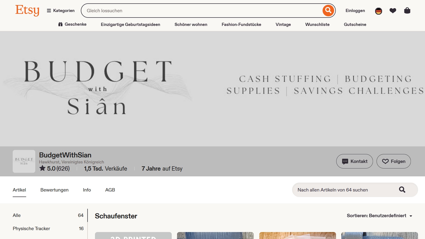 Budget with Sian shop screenshot