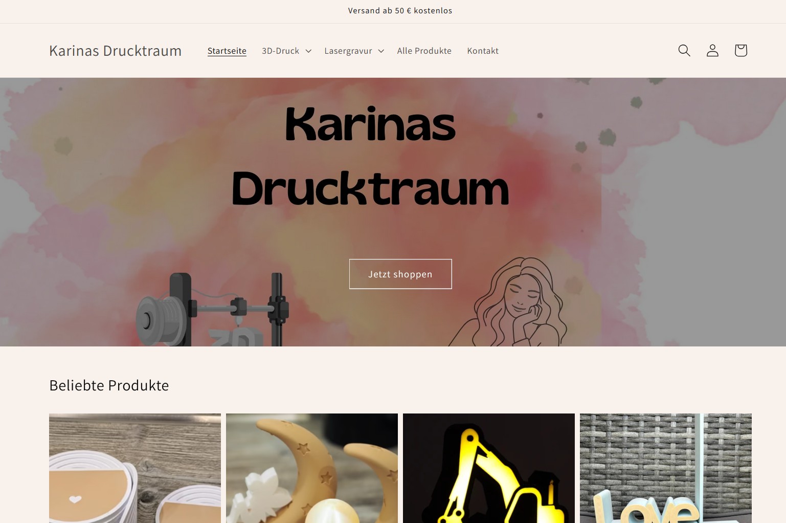 Karinas Drucktraum shop screenshot