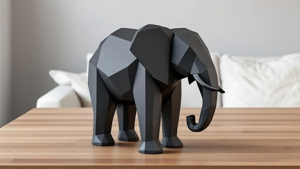 Sculpture #25 – Modern Minimalist Low Poly Elephant Statue commercial STL file Sculptures by Deltaprints