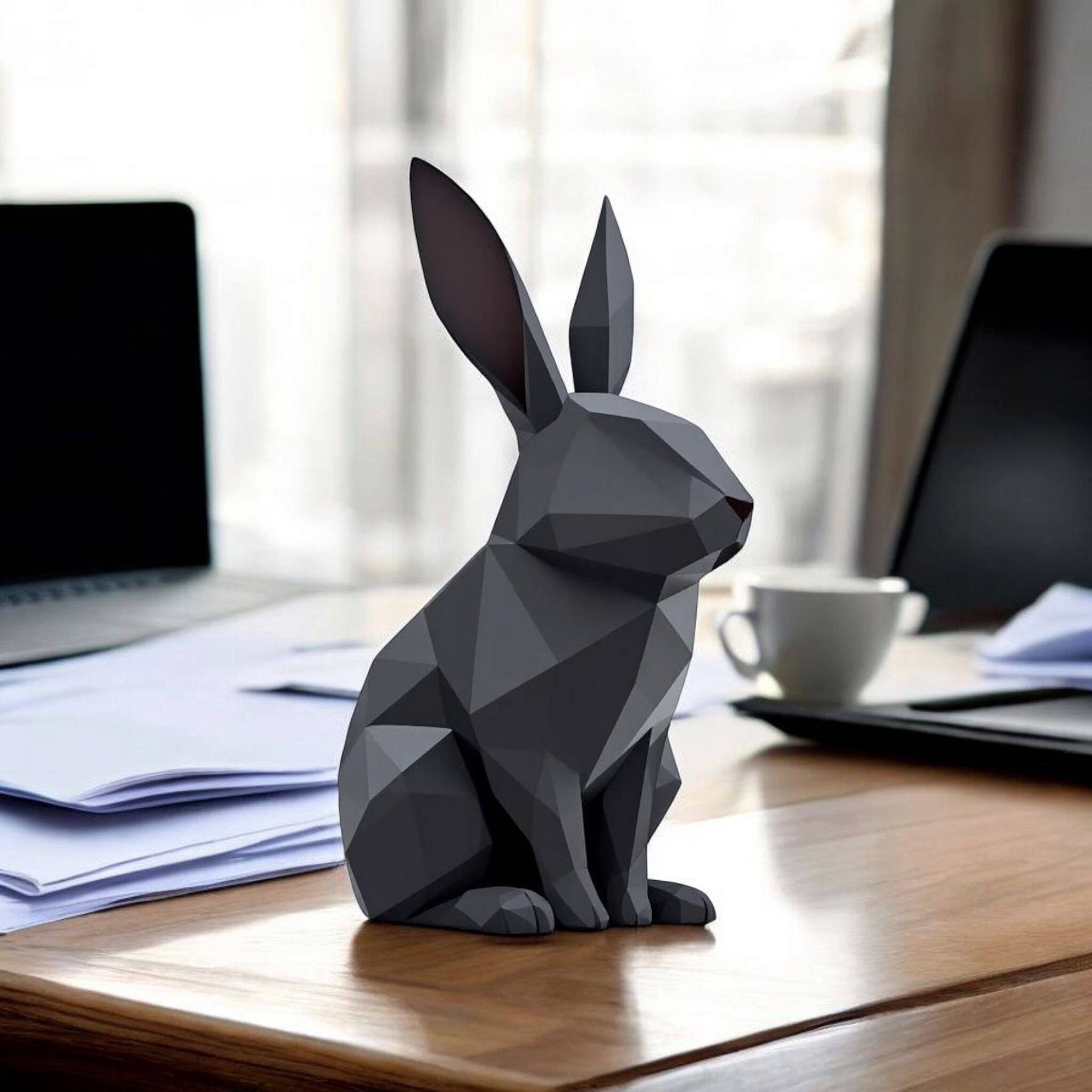 Sculpture #26 – Minimalist Low Poly Rabbit, Low Poly Bunny commercial STL file Sculptures by Deltaprints