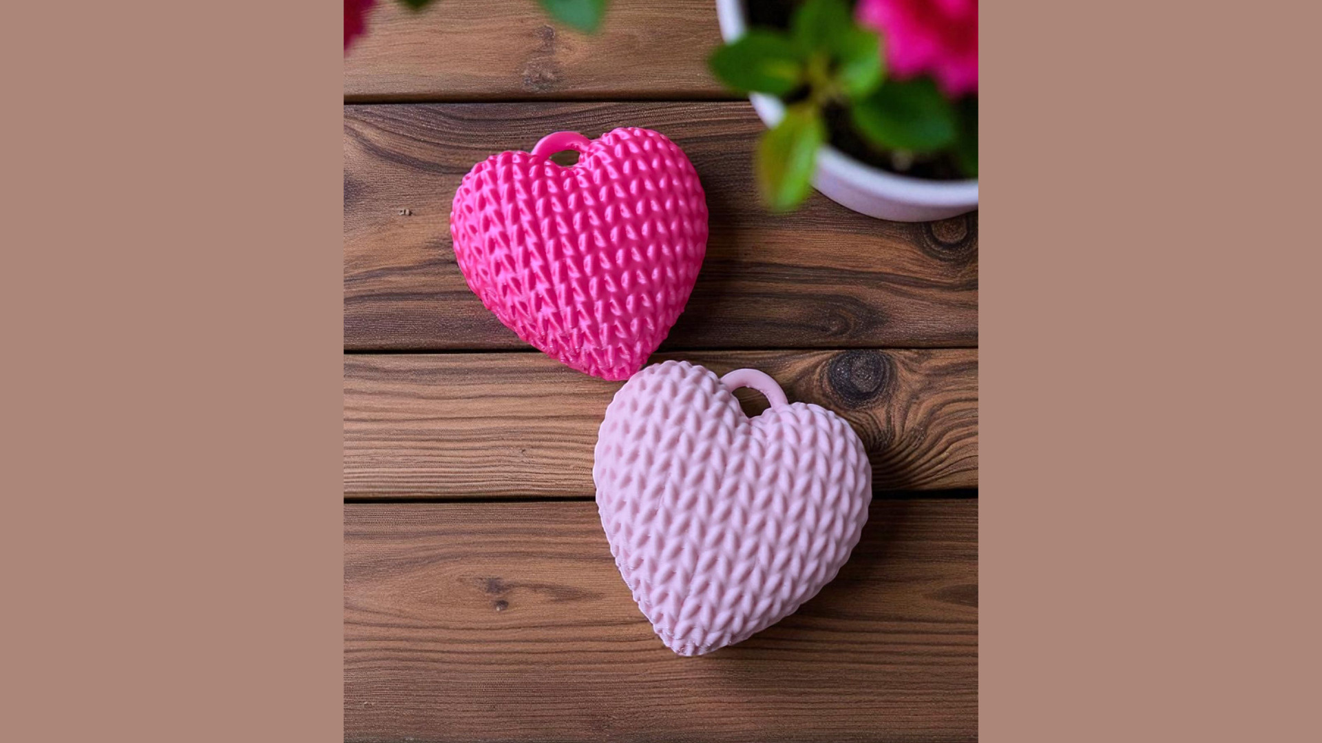Cute Knitted Heart Keychain (No Assembly) commercial STL file Useful Things by Deltaprints