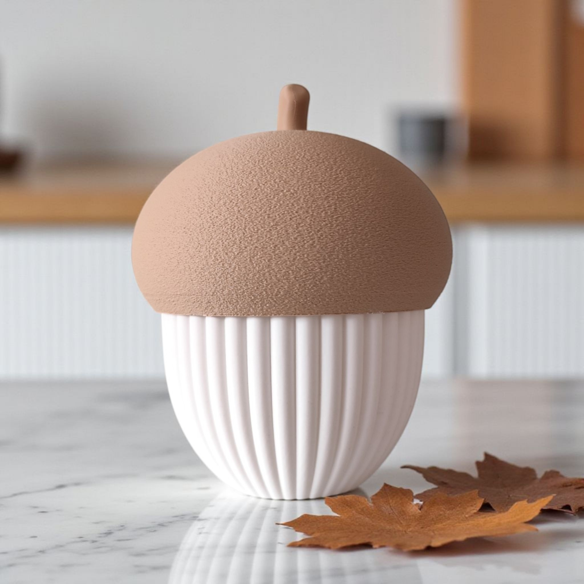 Ribbed acorn container (LED tealight compatible) commercial STL file Candle Holders by Deltaprints