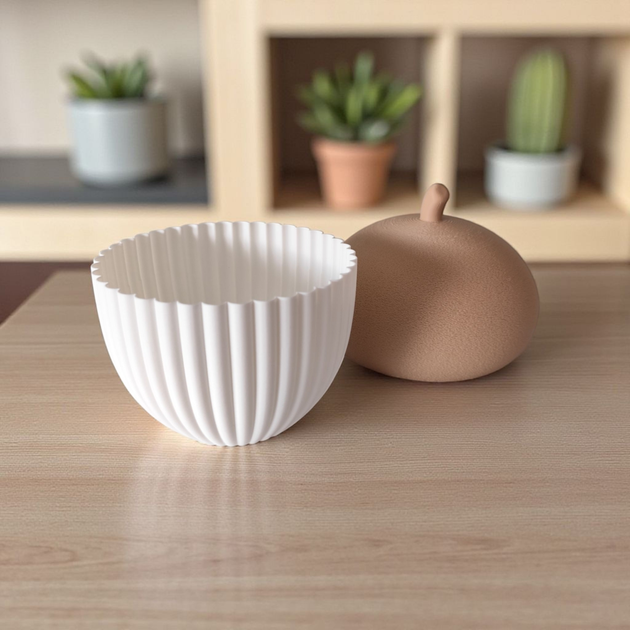 Ribbed acorn container (LED tealight compatible) 3D print product image 3 by Deltaprints