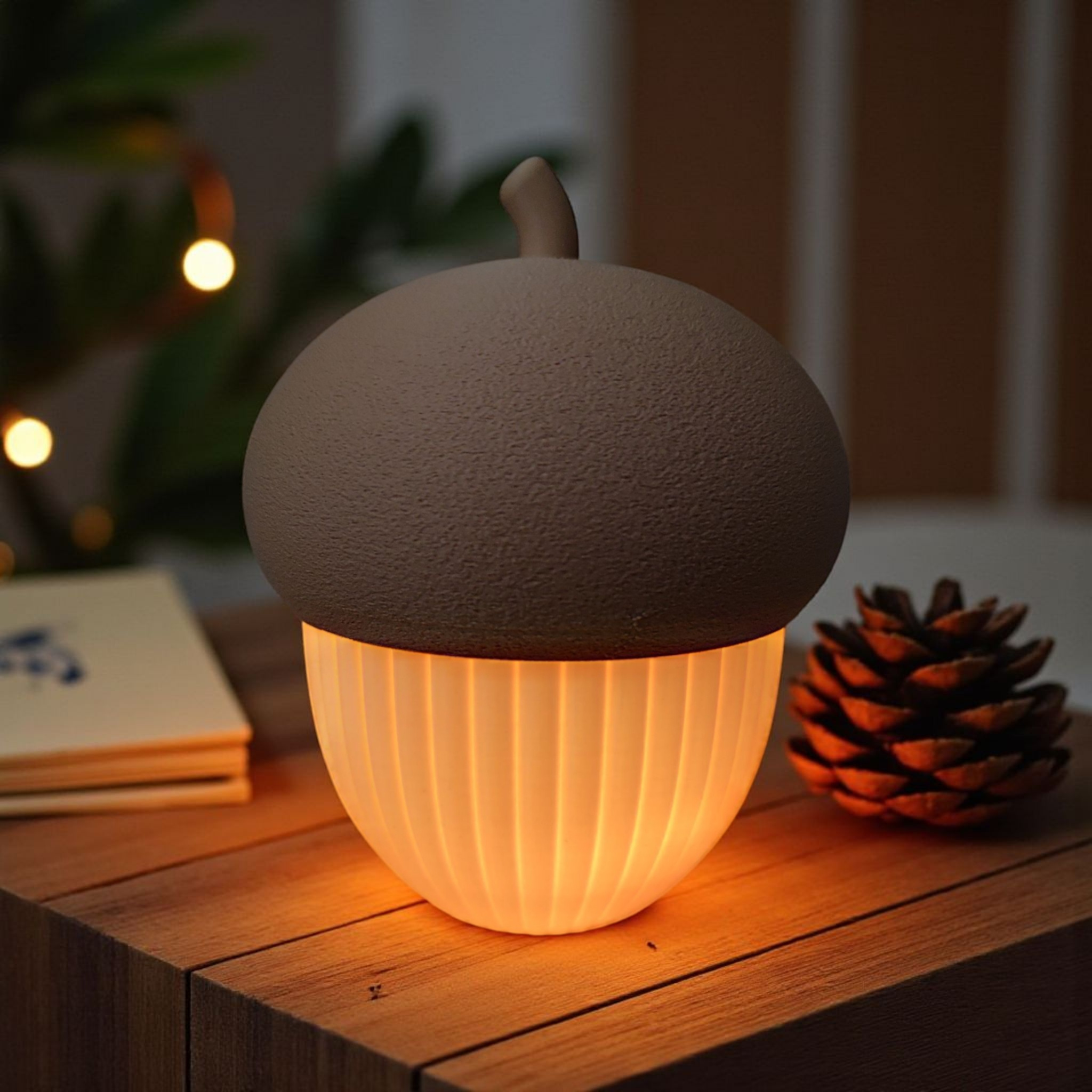 Ribbed acorn container (LED tealight compatible) 3D print product image 2 by Deltaprints