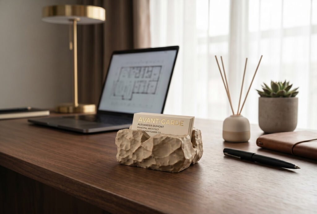 „Rock-Solid Business“ Card Holder – commercial STL model for 3D printing by Deltaprints
